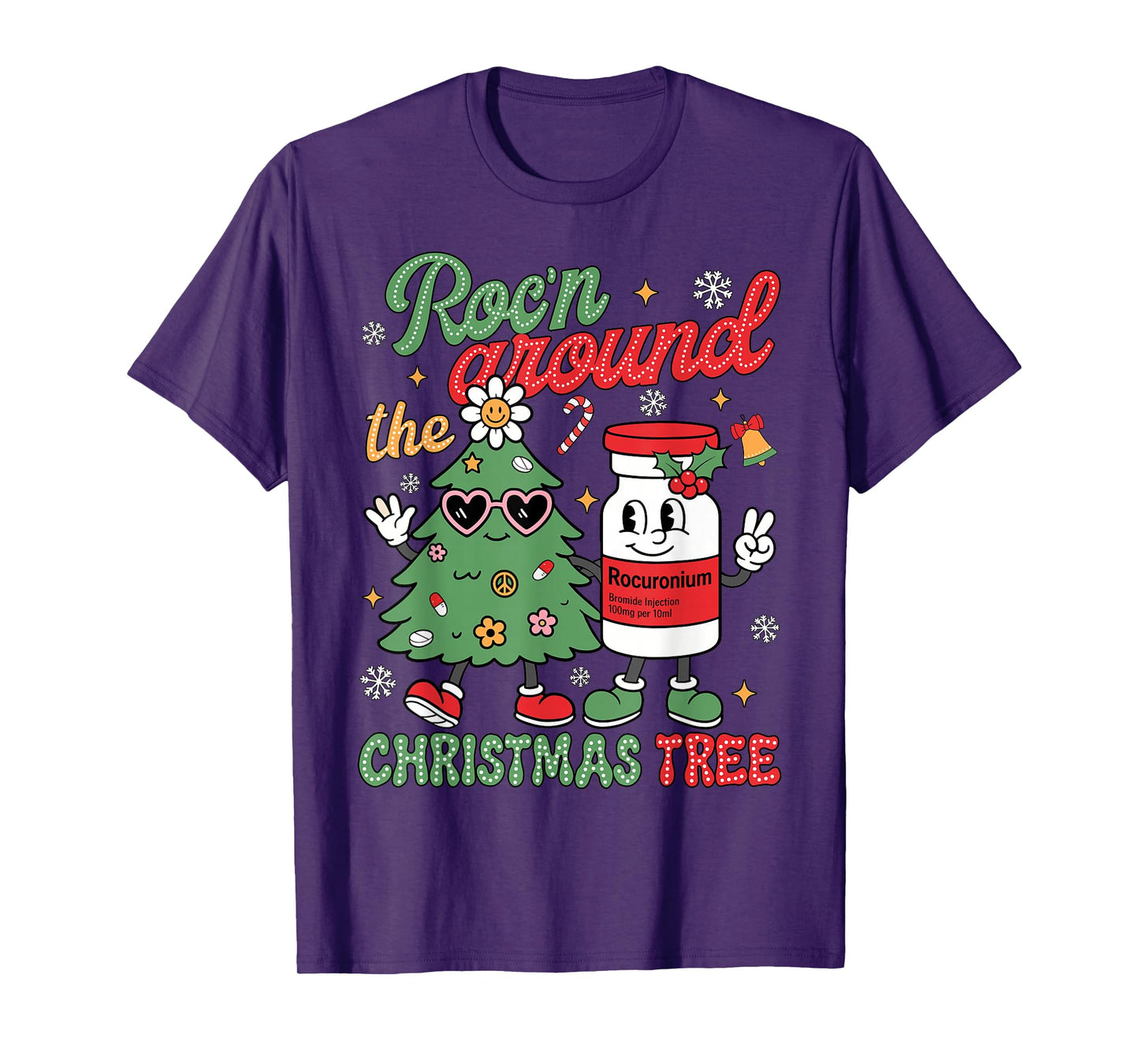 Groovy Roc'n Around The Christmas Tree Nurse Men Women Kids T-Shirt