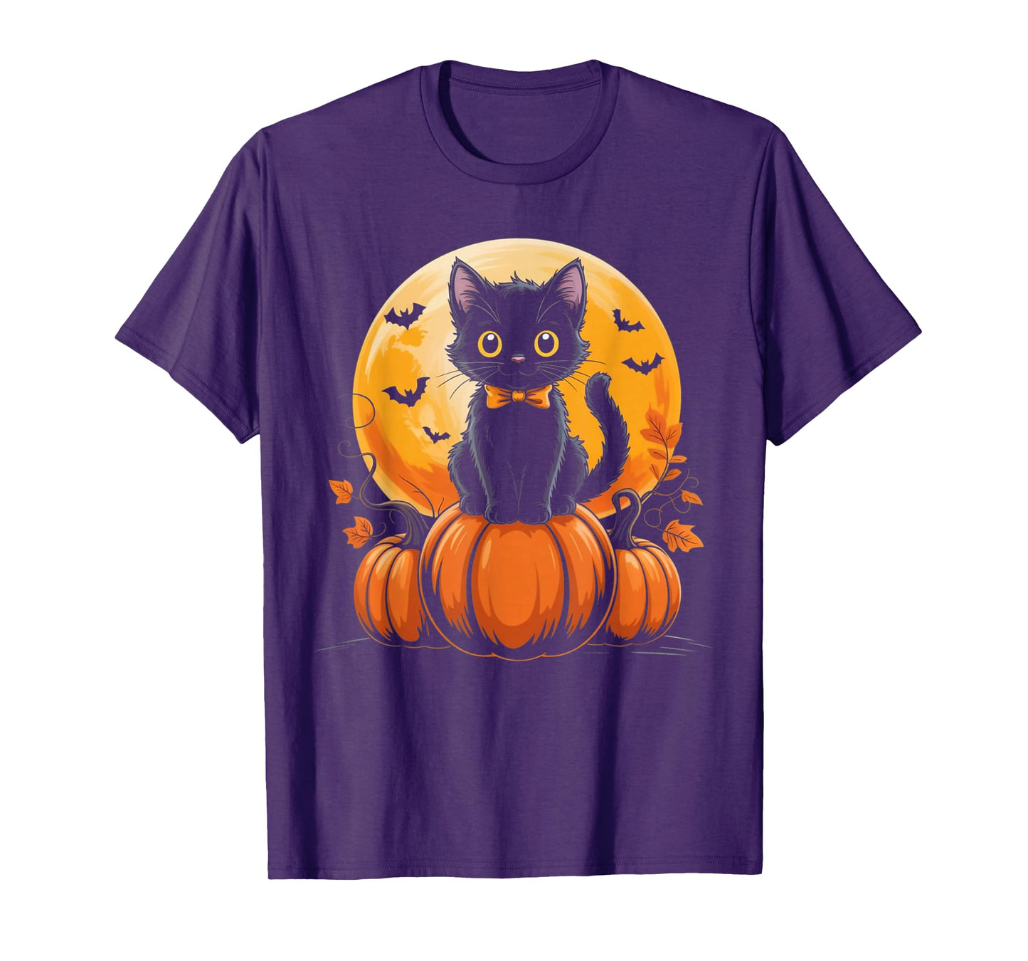 Retro Black Cat Pumpkin Halloween Costume Fall Autumn Gifts T-Shirt