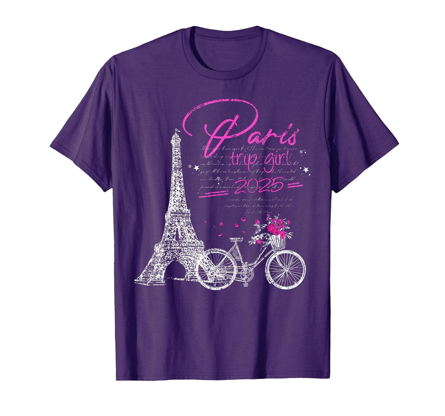 Paris Trip Girl 2025 Eiffel Tower France Travel Ladies T-Shirt