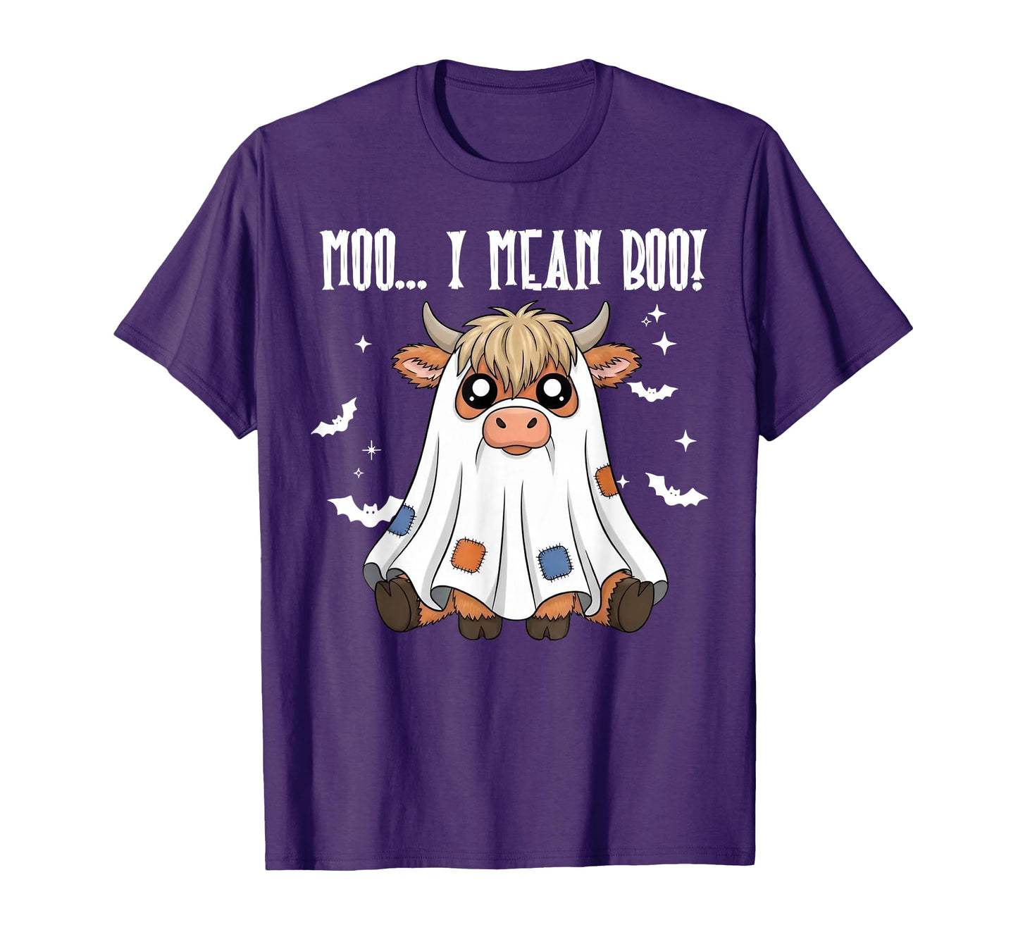 Moo I Mean Boo - Halloween Highland Cow T-Shirt