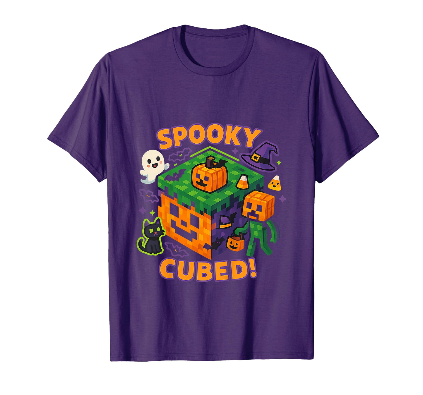 Kids Spooky Cubed Halloween Fun T-Shirt