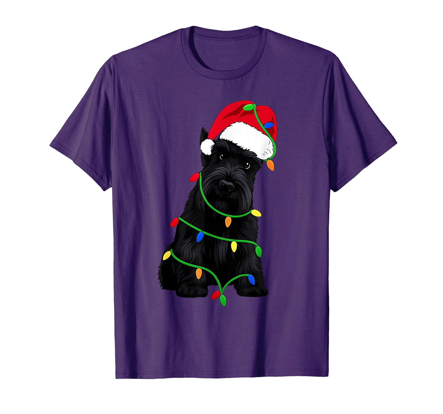 Scottish Terrier Christmas Tree Lights Holiday Dog Lover T-Shirt