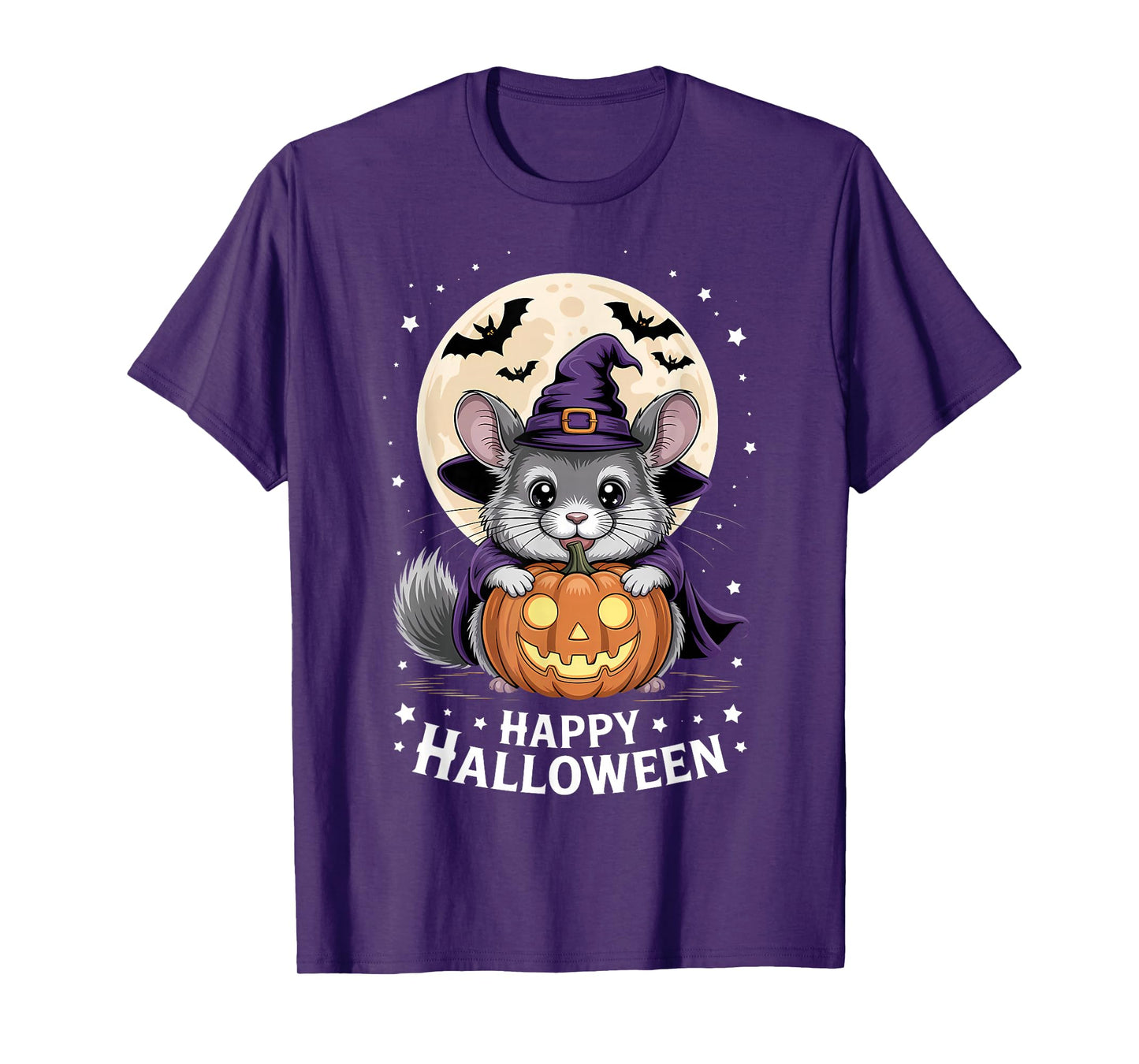 Halloween Chinchilla Witch Hat Pumpkin Spooky T-Shirt