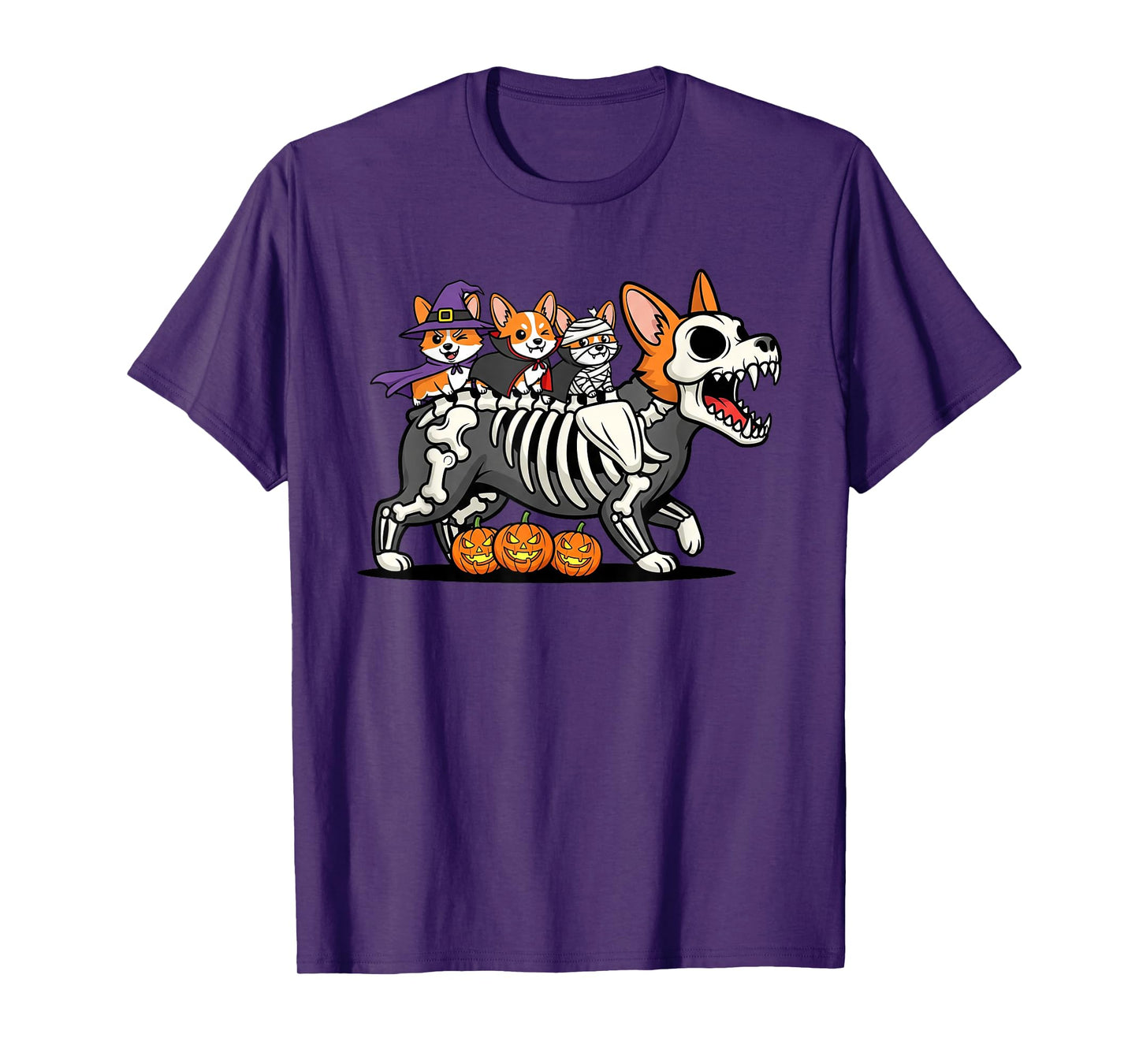 Funny Corgi Skeleton Mummy Witch Halloween Kids Mens Womens T-Shirt