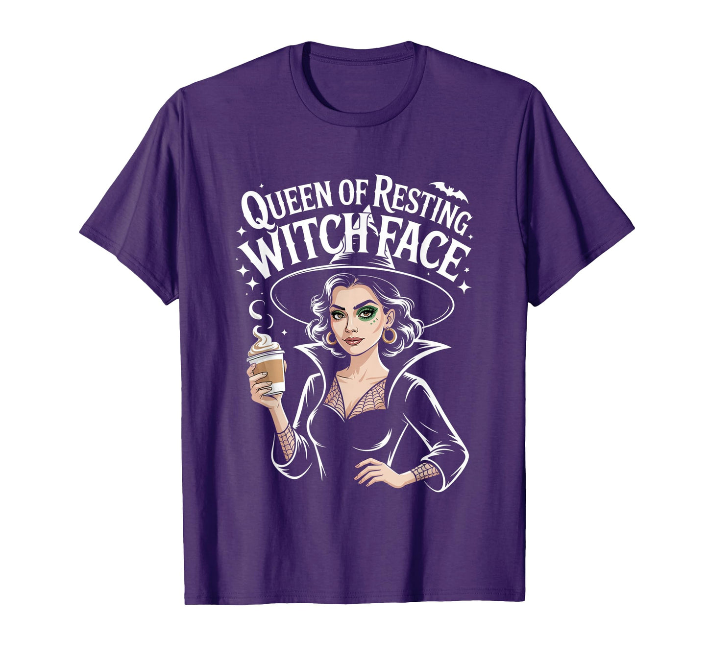 Resting Witch Face Coffee Lover Goth Scary Halloween Funny T-Shirt