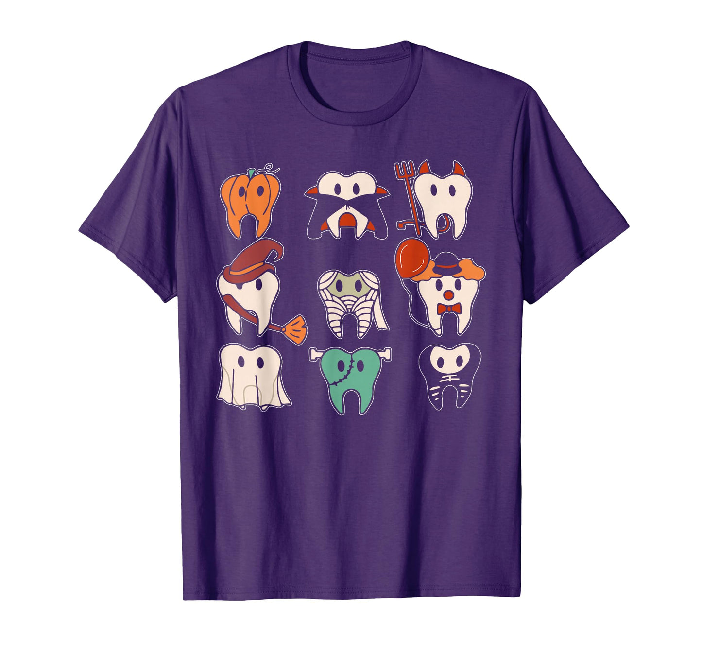 Funny Halloween Teeth Ghost Dentist Dental Squad Men Women T-Shirt