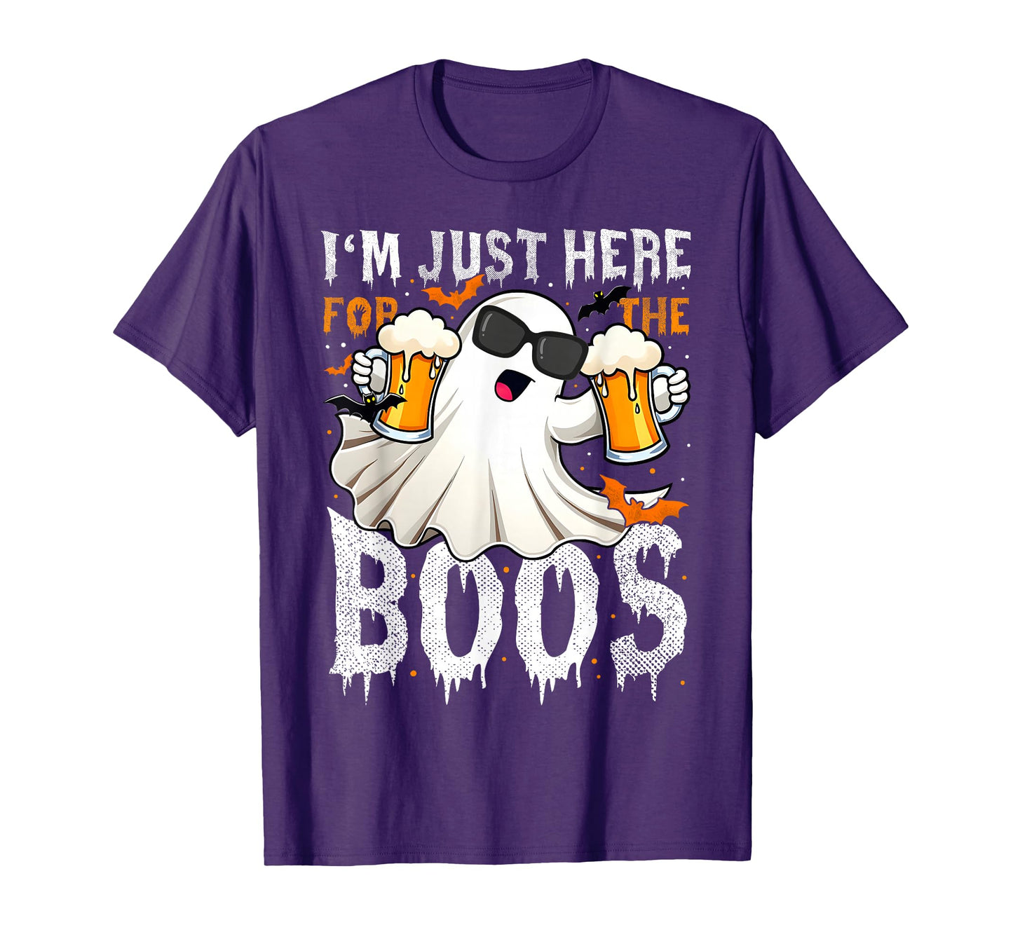 Im Just Here For The Boos Retro Ghost Beer Halloween Costume T-Shirt