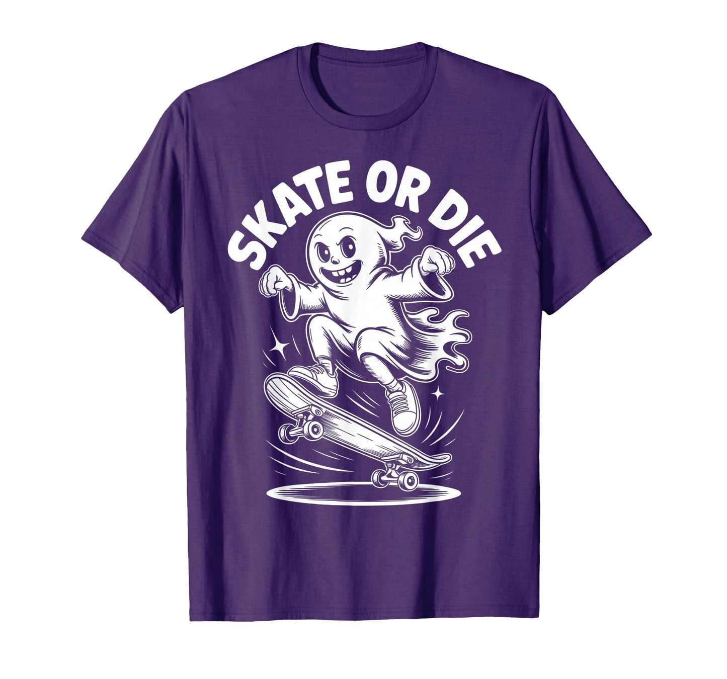 Funny Ghost On Skateboard Retro Halloween Costume Kids Boys T-Shirt