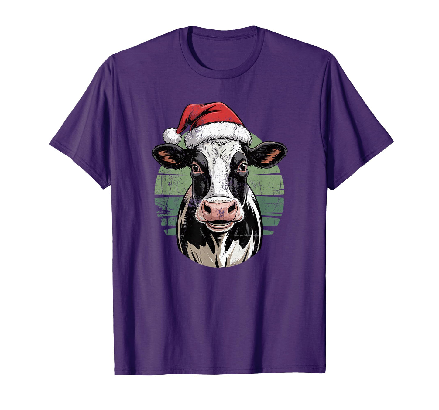 Cow Santa Hat Christmas Farm Animal Lovers Vintage Holiday T-Shirt