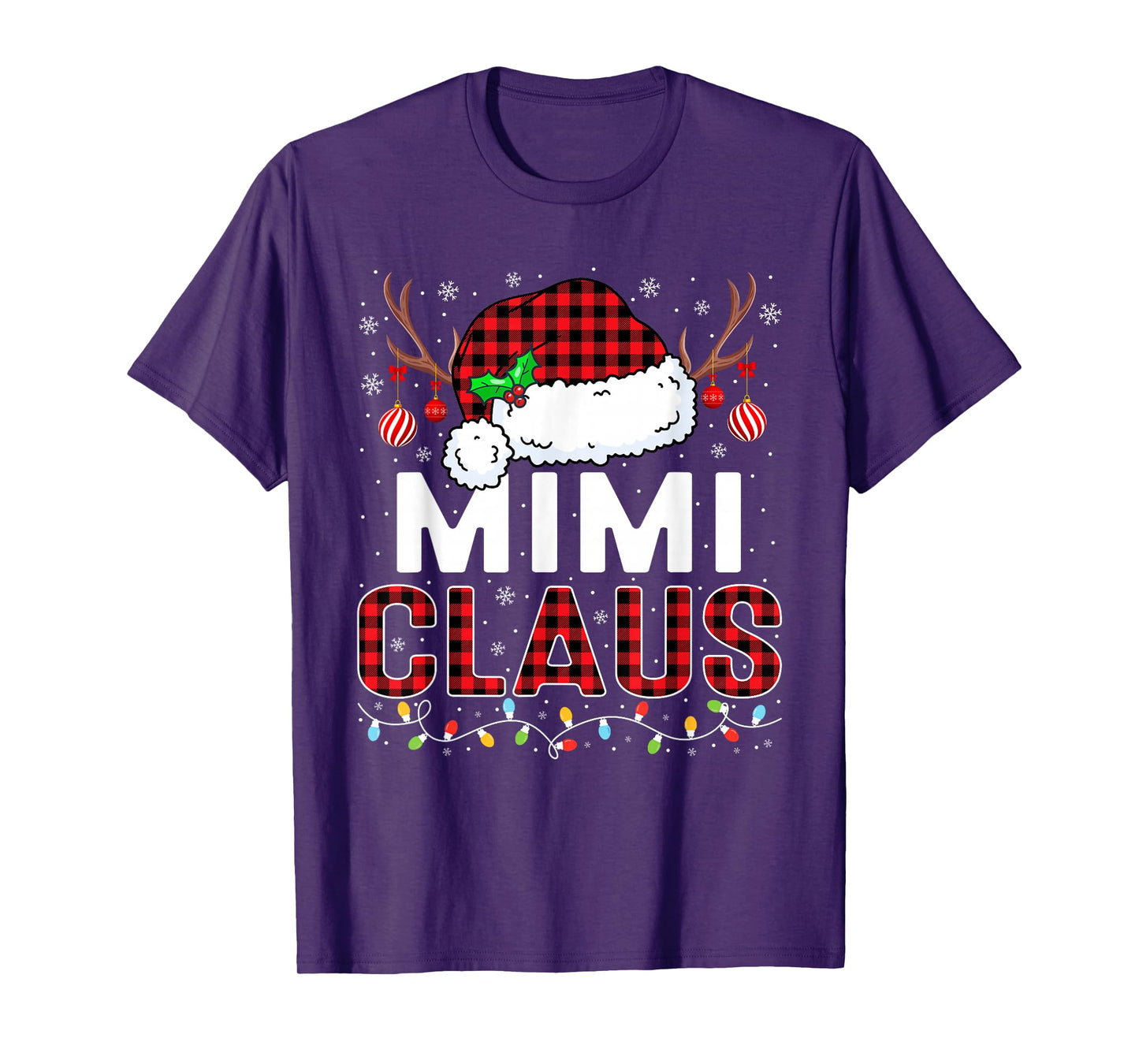 Christmas Lights Mimi Claus Family Matching Xmas Pajama T-Shirt