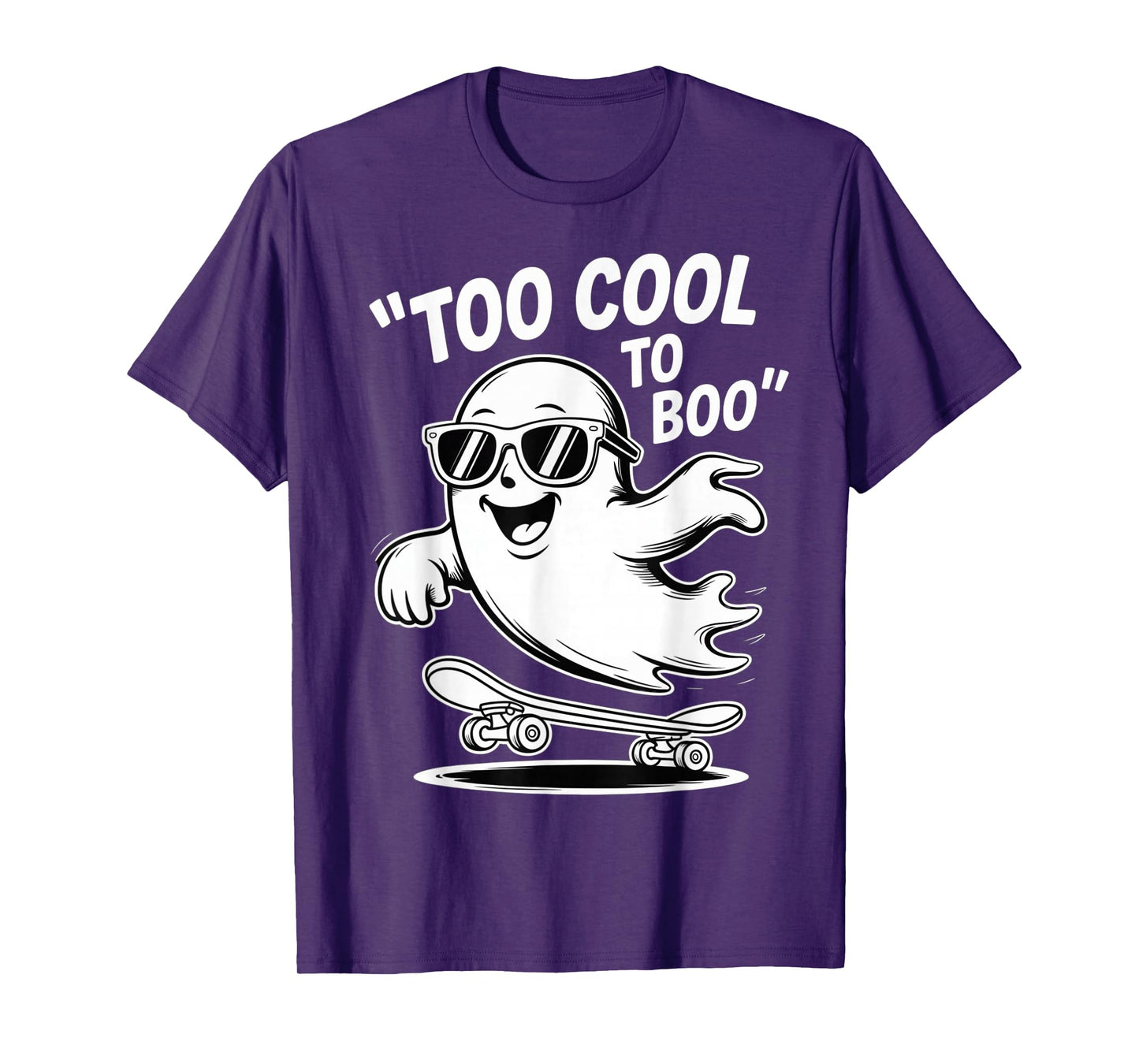 Funny Ghost On Skateboard Retro Halloween Costume Kids Boys T-Shirt