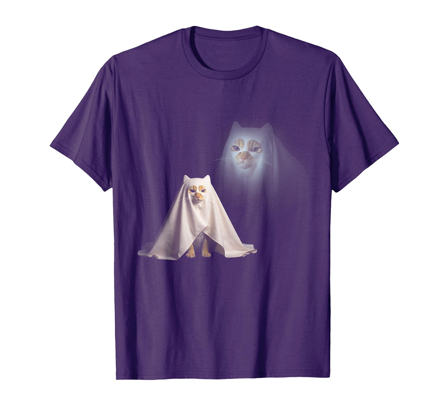Ghost Cat Halloween Spooky Season Kitty Lover Fall Vibes T-Shirt