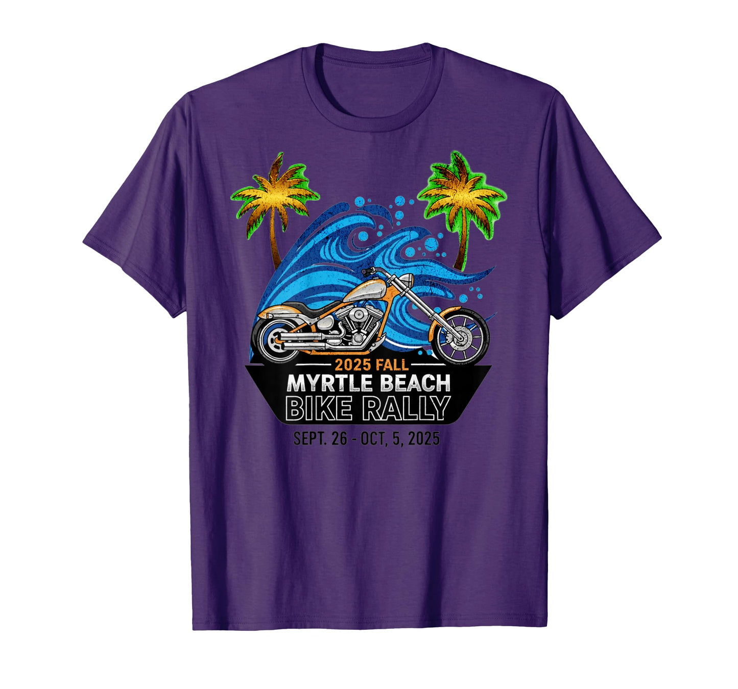 2025 Fall Myrtle Beach Bike Rally with Vintage Art ON Back T-Shirt