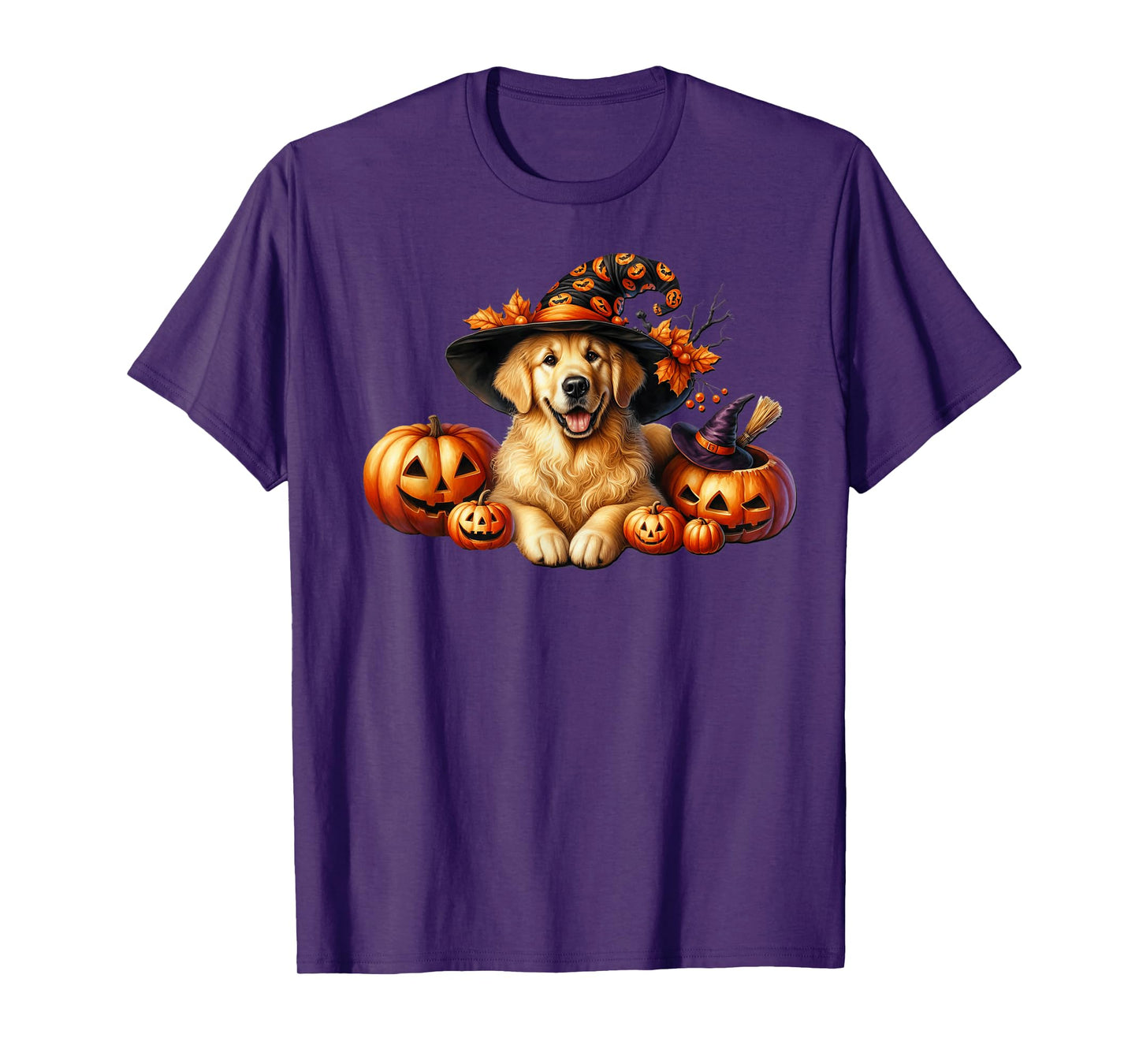 Golden Retriever Halloween Pumpkin Graphic for Witch Mom T-Shirt