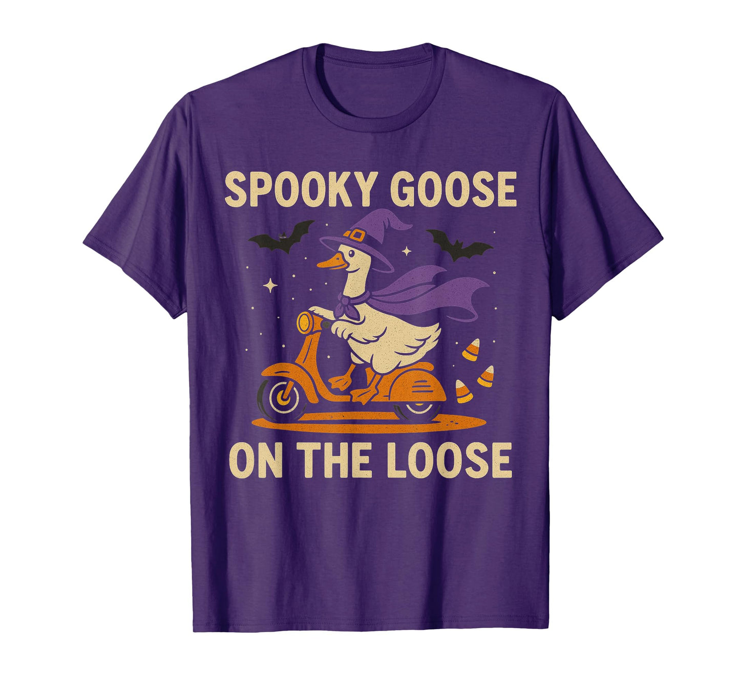 Vintage Spooky Goose on The Loose Funny Halloween Retro T-Shirt