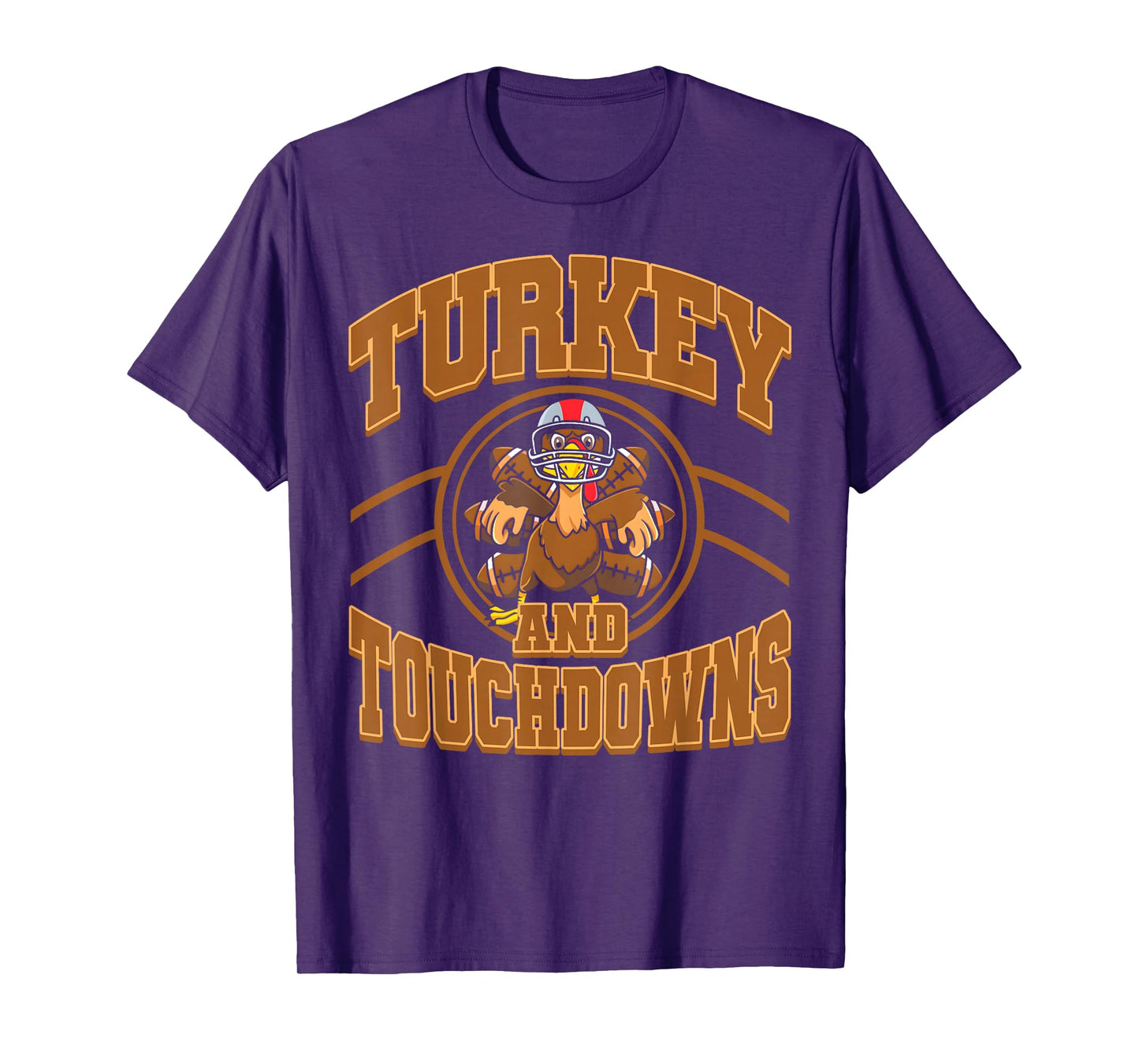 Thanksgiving Turkey and Touchdowns Football Fall Men Boys T-Shirt