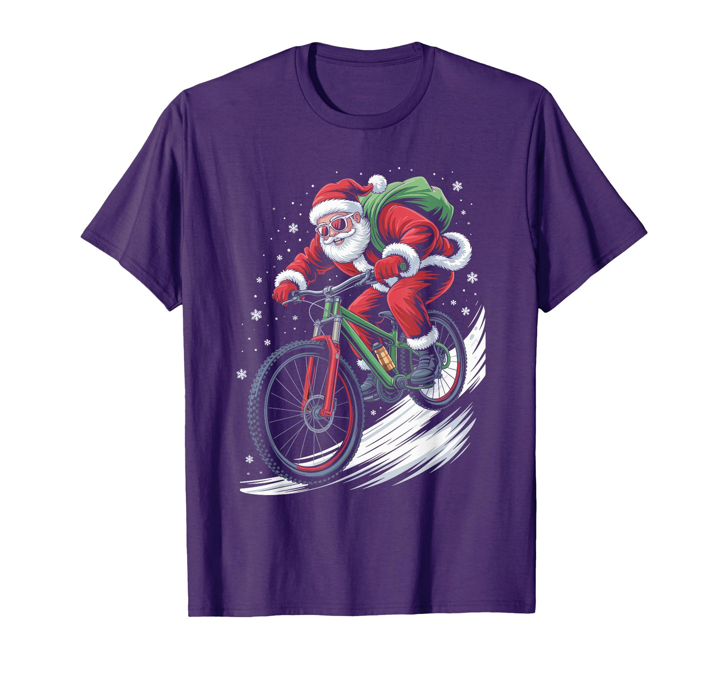 Santa Claus Mountain Bike Ugly Christmas Sweater MTB T-Shirt