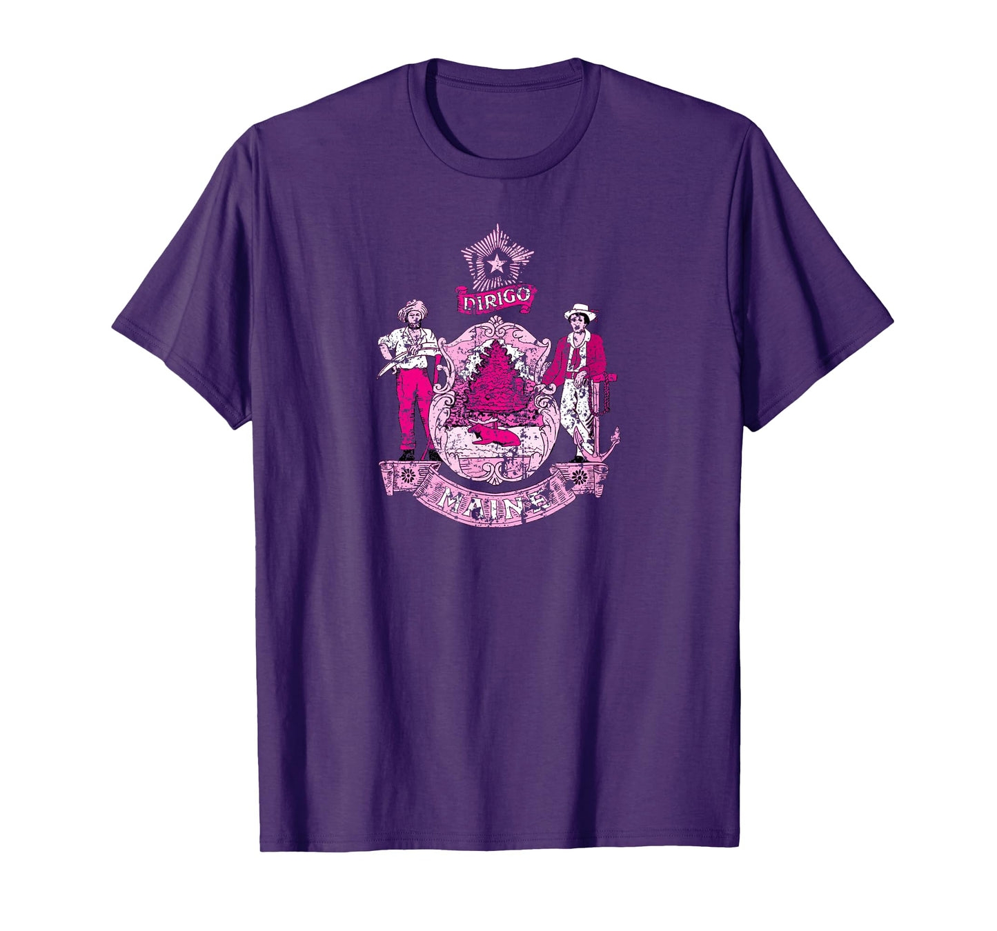 MAINE Flag Pink Vintage | Pink Maine T-Shirt