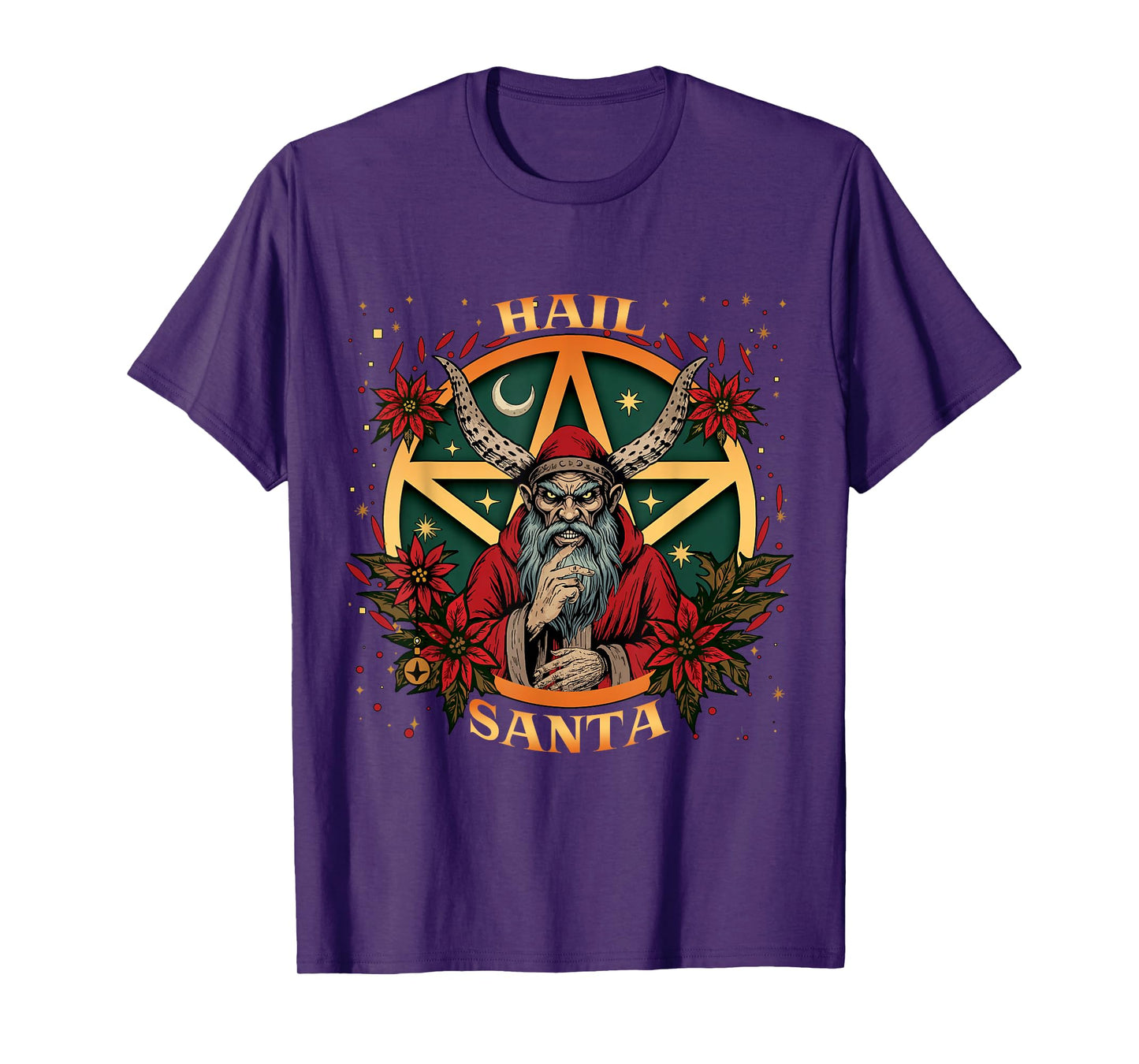 Hail Santa Pagan Solstice Gothic Krampus Creepy Christmas T-Shirt