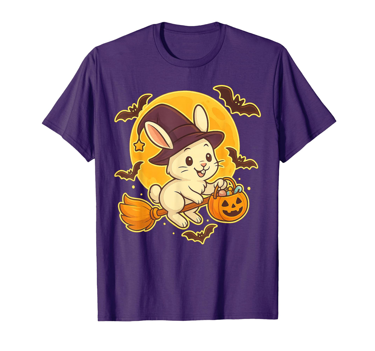 Cute Rabbit Witch Pumpkin Halloween Costume Boys Girls T-Shirt