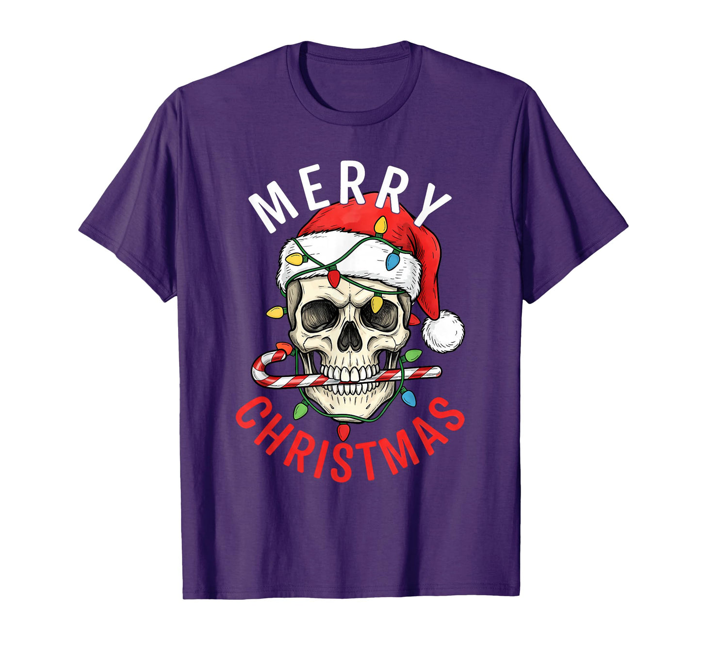 Santa Skull Hat Merry Christmas Family Matching Boys Men T-Shirt