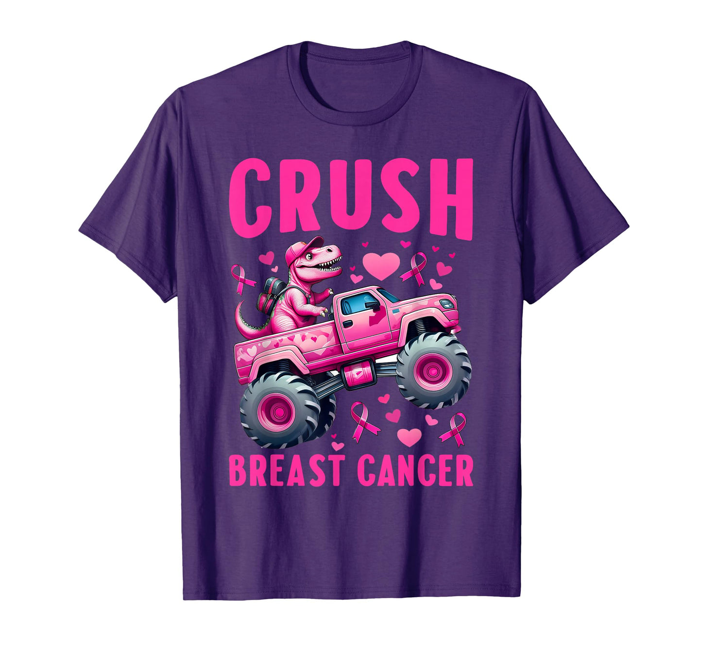 Crush Breast Cancer Awareness Monster Truck Toddler Boy Kids T-Shirt