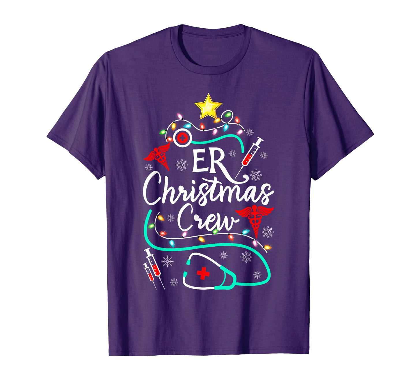 ER Nurse Christmas Crew Nursing Scrub Top Nurse Xmas Tree T-Shirt