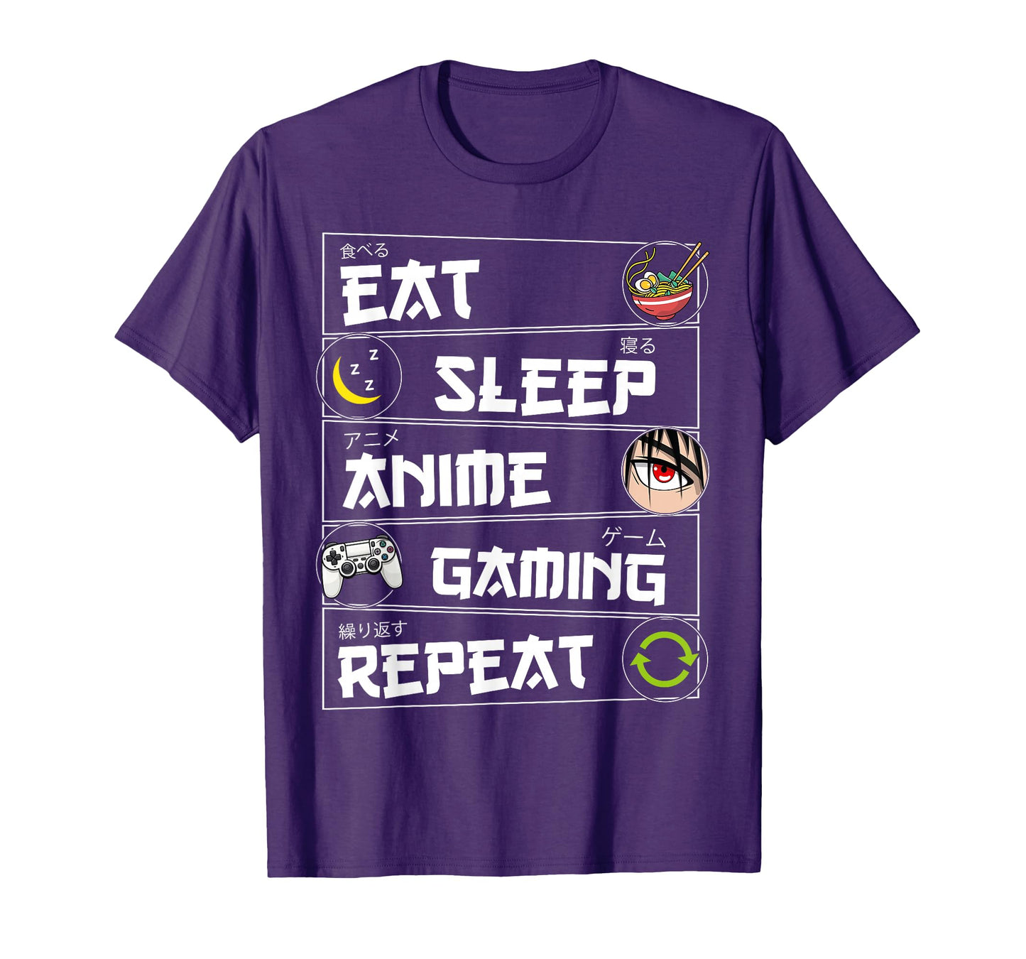 Eat Sleep Anime Gaming Repeat Kawaii Otaku Gamer Anime Manga T-Shirt
