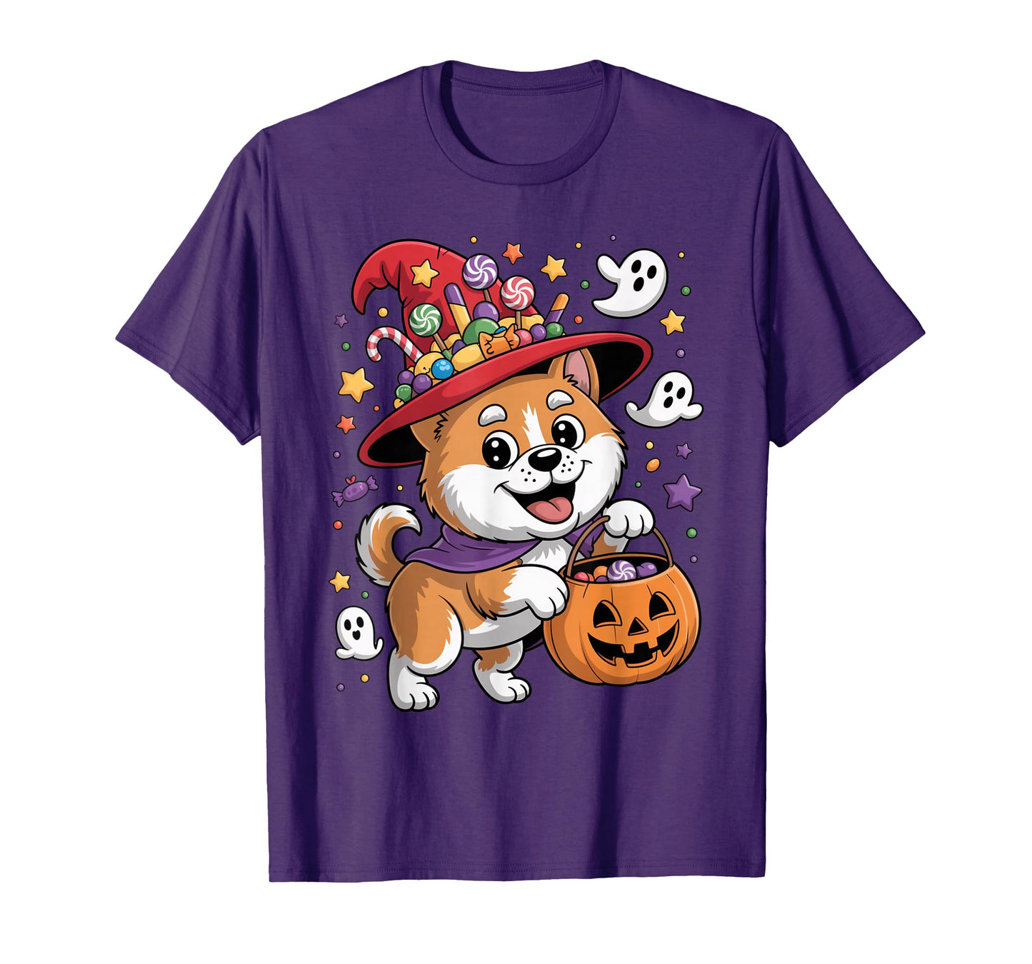 Akitas Dog Pumpkin Ghost Candy Witch Halloween Costume T-Shirt