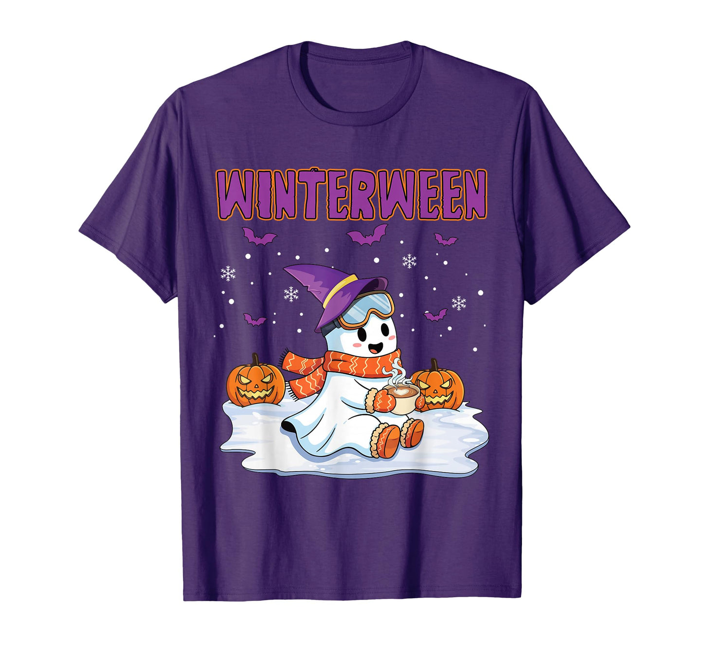 Winterween Witch Ghost Halloween Christmas Winter T-Shirt