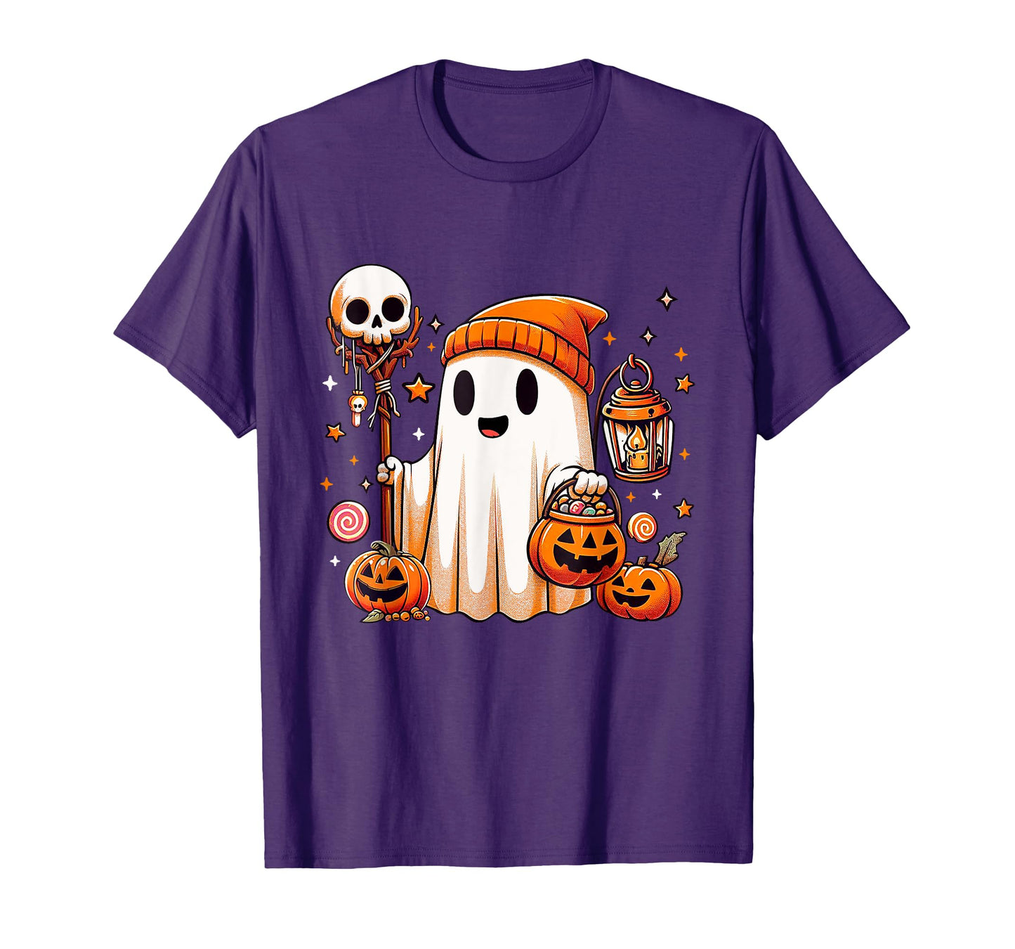Halloween Ghost Skull Pumpkin Trick Or Treat Candy Boys Kids T-Shirt