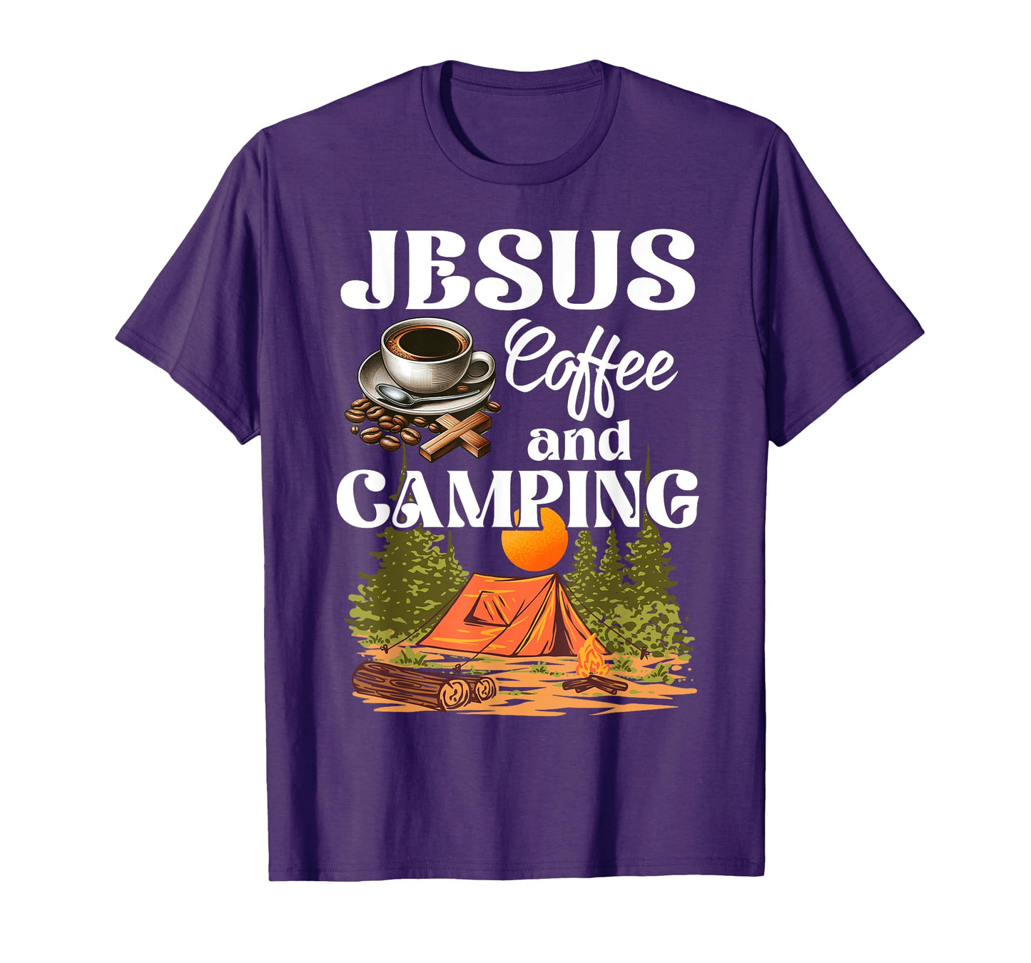 Faithful Outdoor Enthusiast Jesus Coffee And Camping T-Shirt
