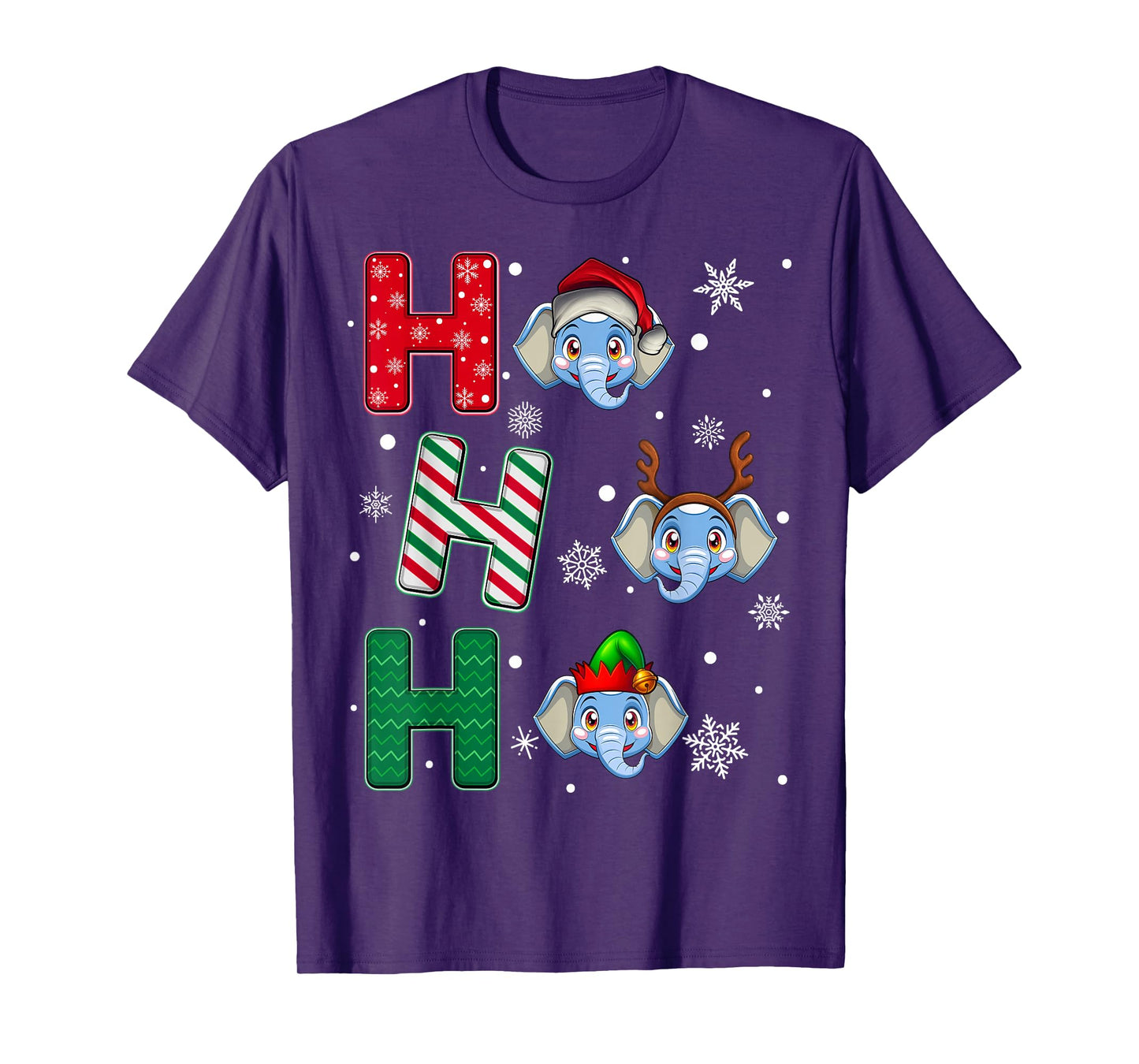 Ho Ho Ho Elephant Animal Matching Santa Elf Xmas T-Shirt