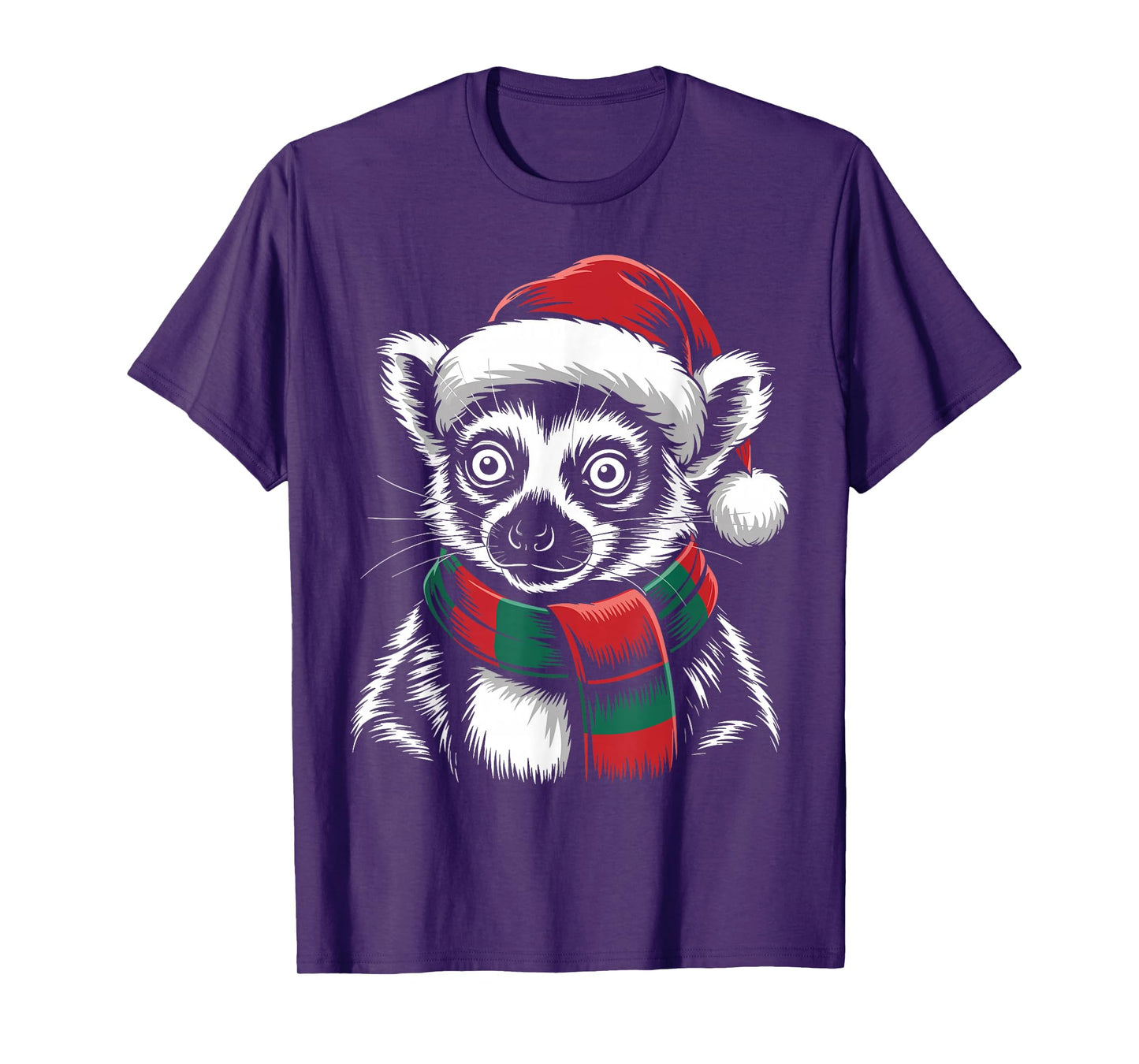 Lemur Xmas Santa Hat Scarf Christmas Costume T-Shirt