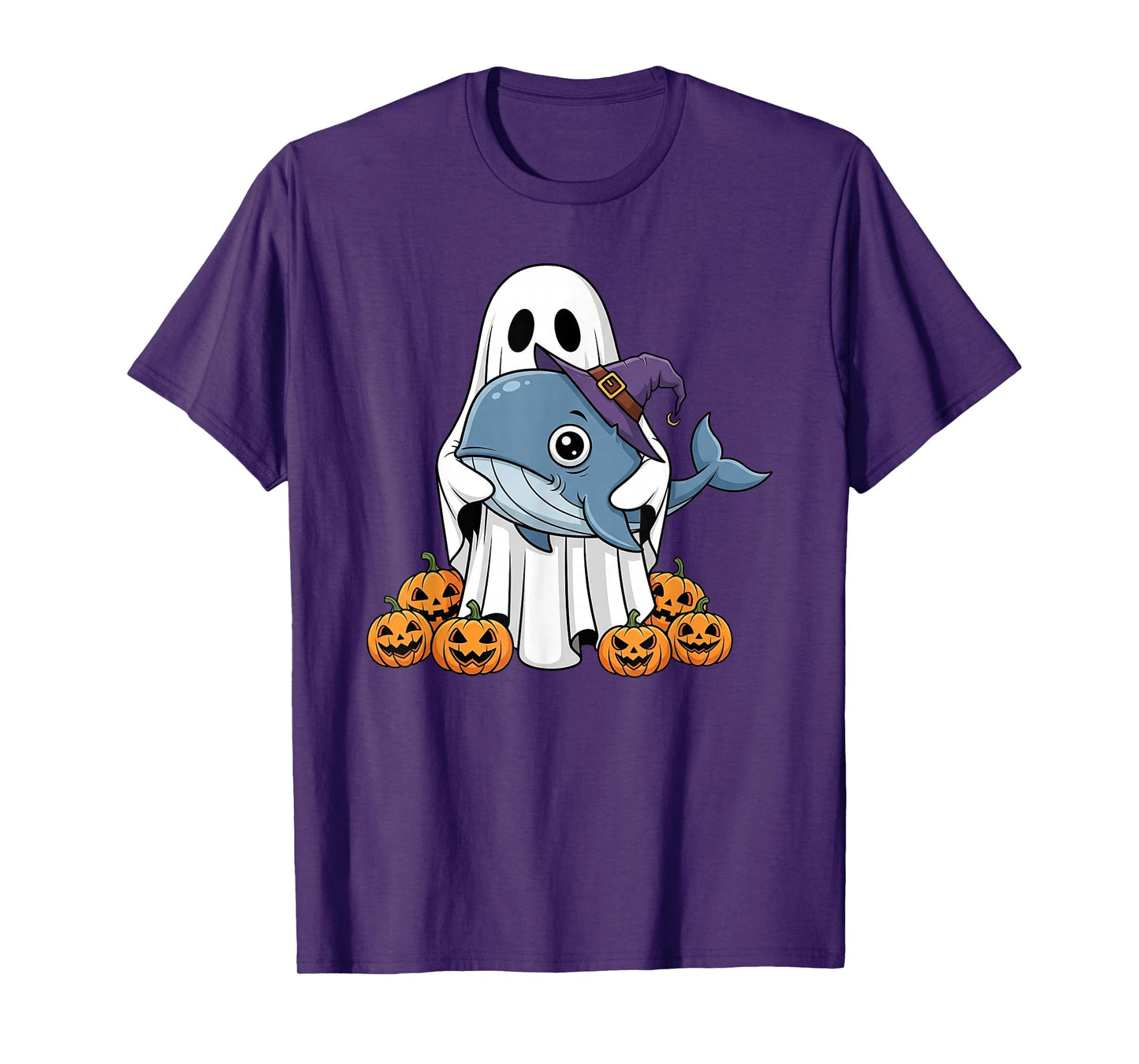 Funny Ghost Pumpkin Halloween Whale Kids Mens Womens T-Shirt