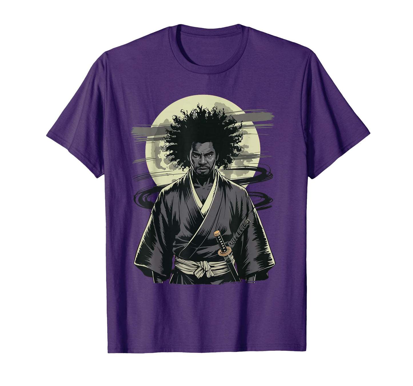 Afro American Samurai Vintage Warrior with Katana T-Shirt