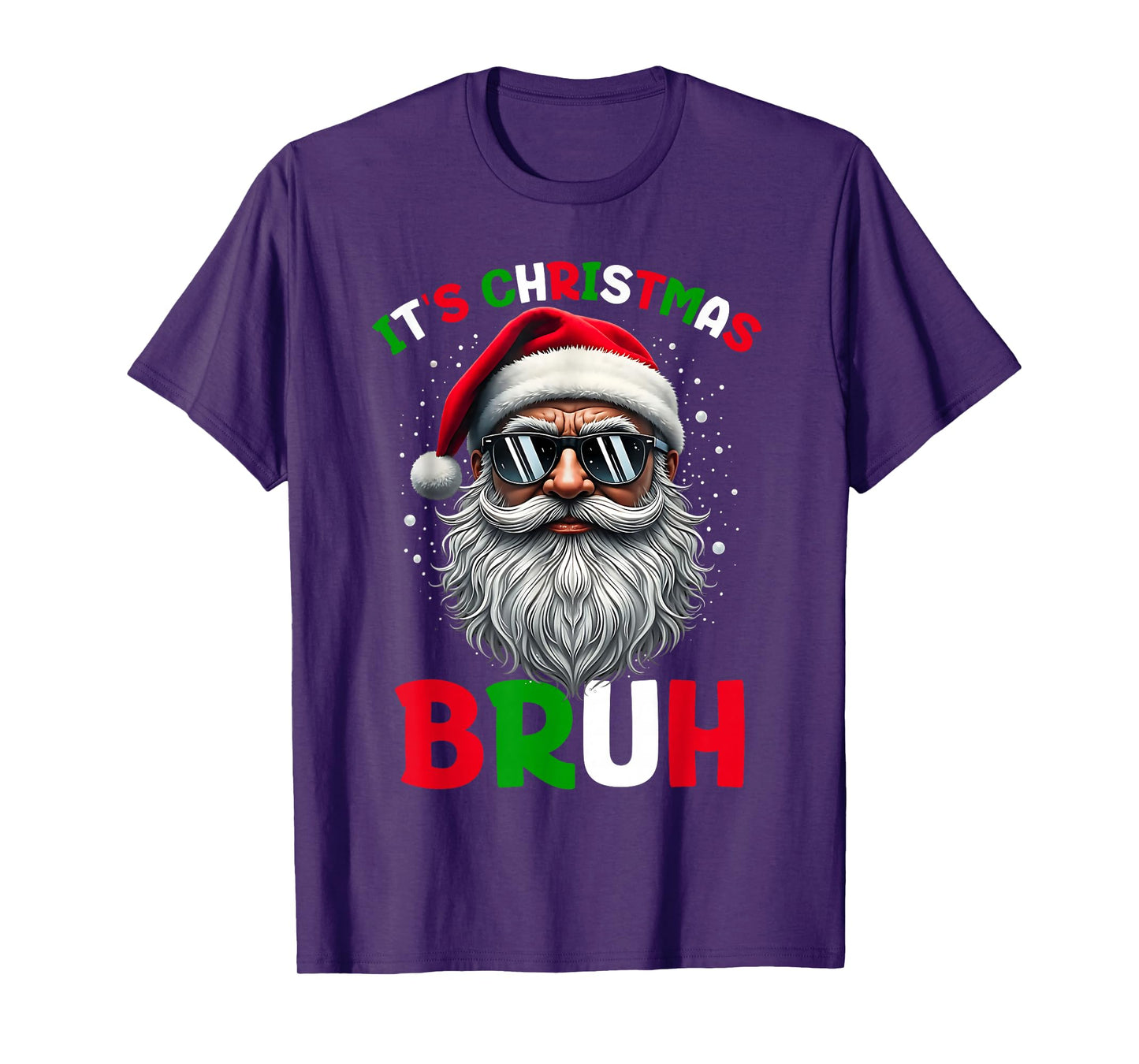Bruh Christmas Boys Kids Santa Face Retro Sunglasses Xmas T-Shirt