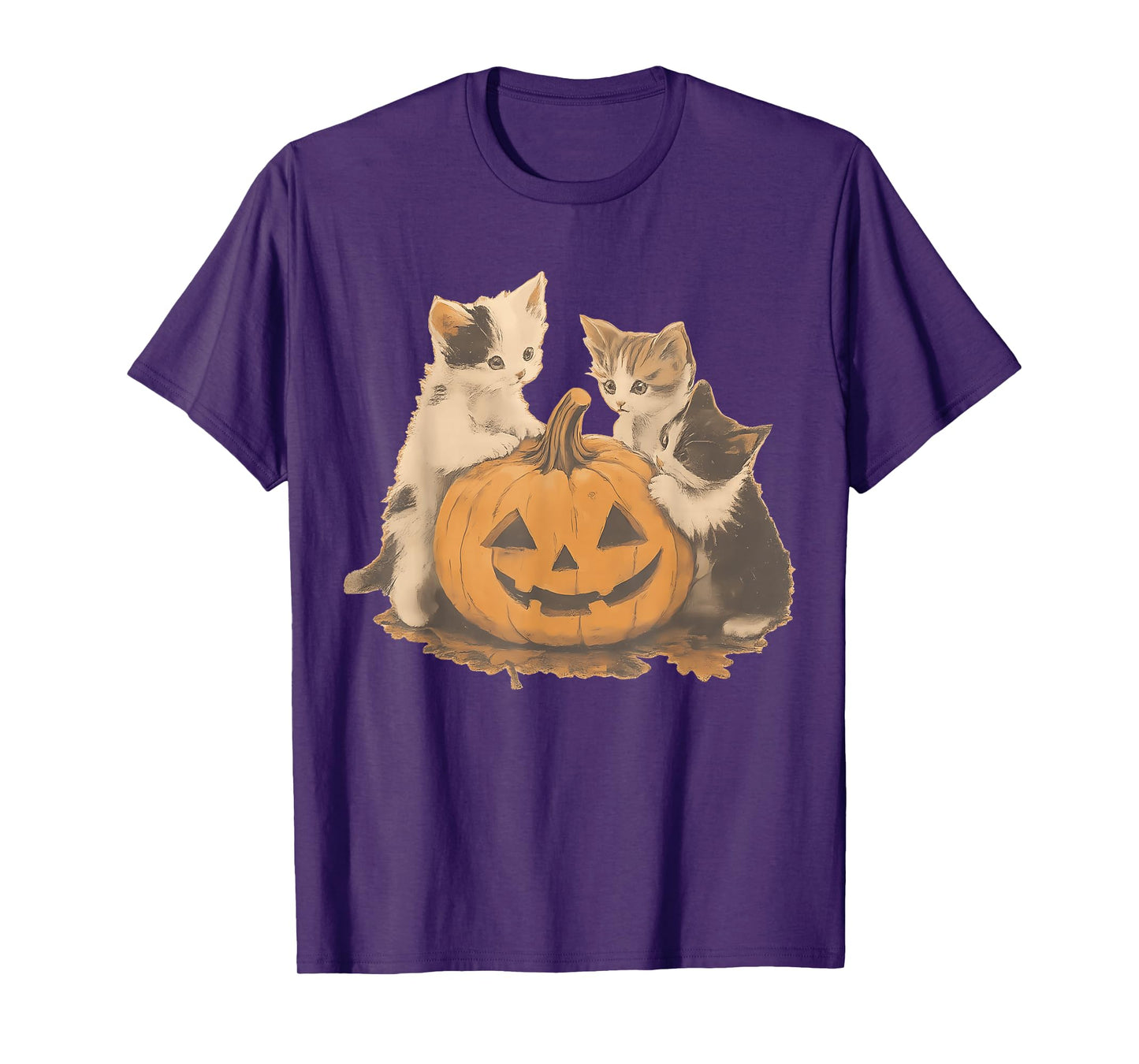 Retro Black Cat Halloween Pumpkin Costume for Women Men Kids T-Shirt