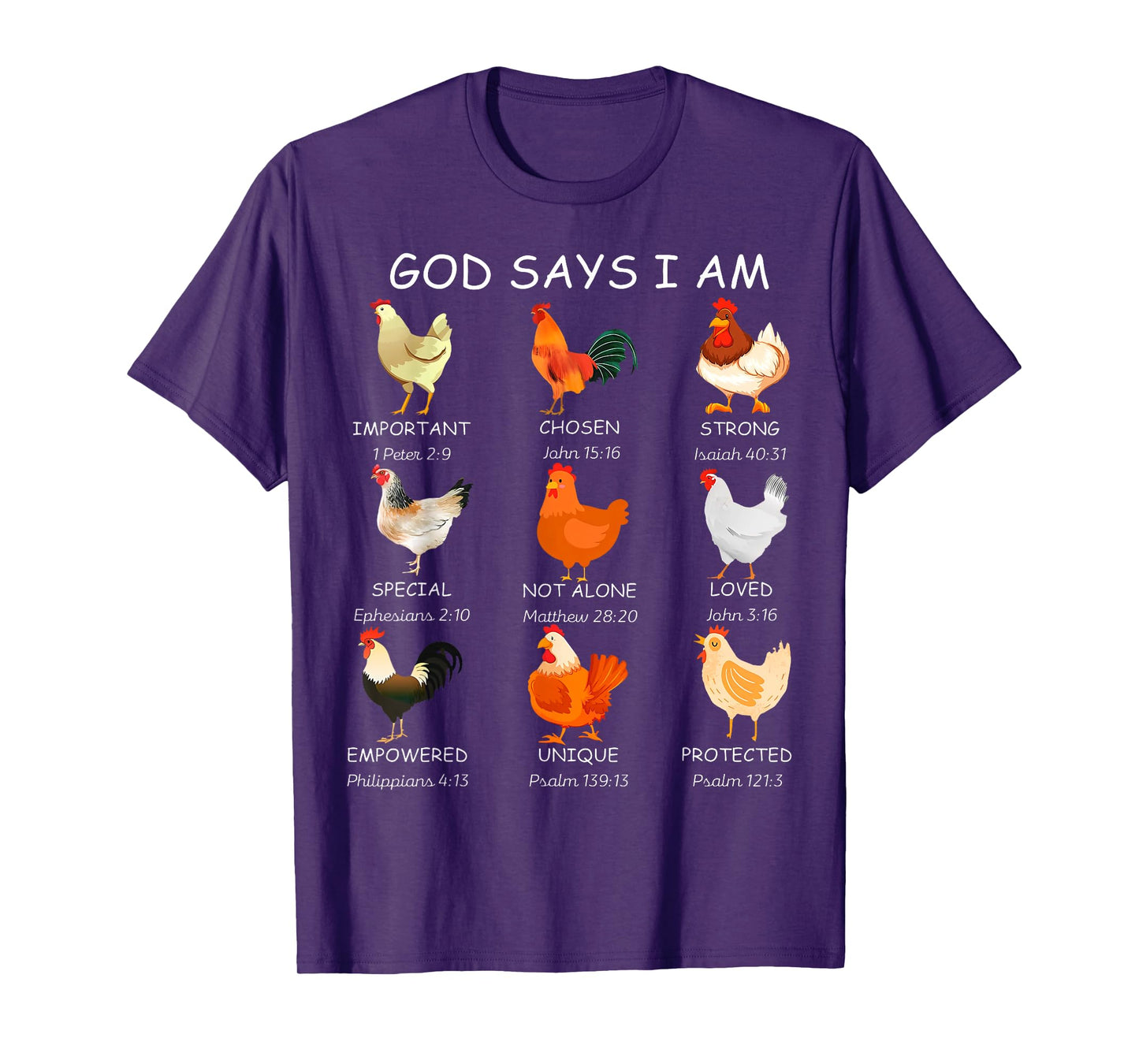 Farm Christian God Says I Am Chickens Bible Verse Religious T-Shirt