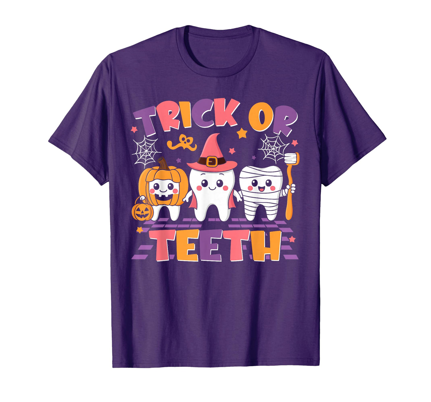 Trick Or Teeth Funny Dental Halloween Costumes Treat Dentist T-Shirt