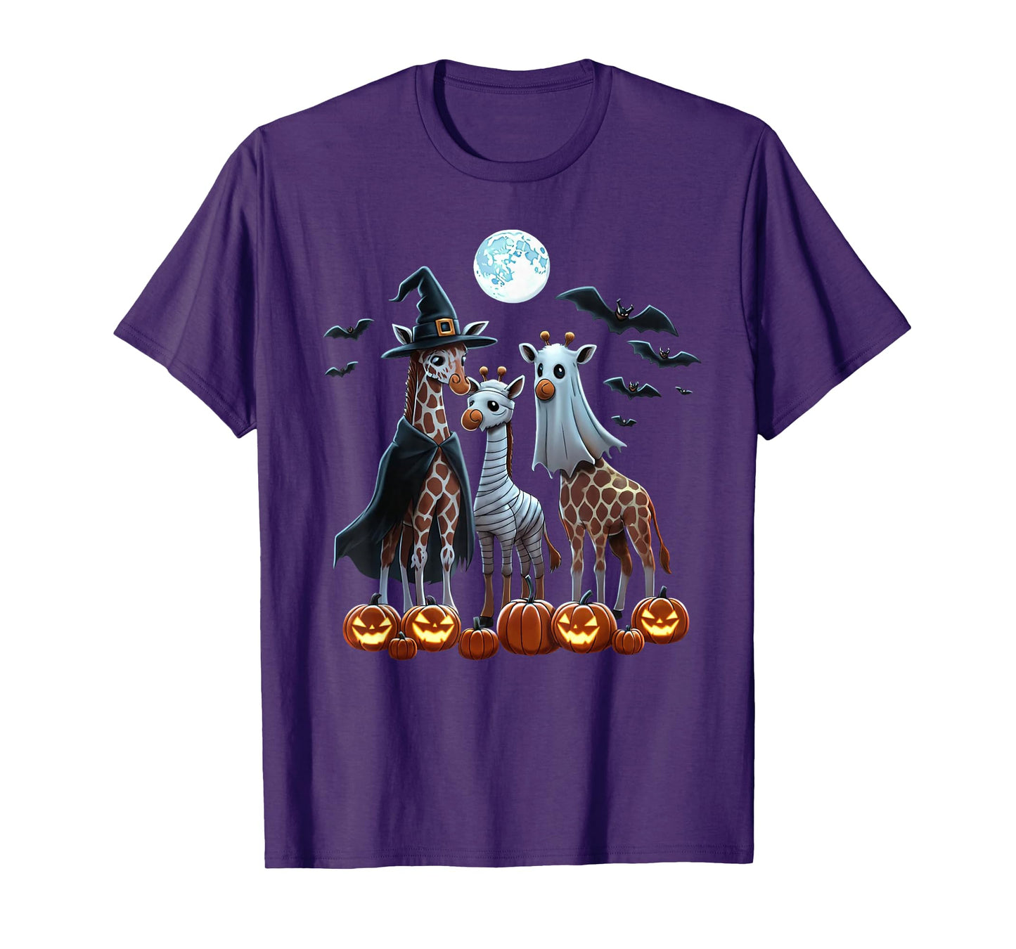 Giraffe Boo Mummy Witch Halloween Costume Giraffe Pumpkin T-Shirt
