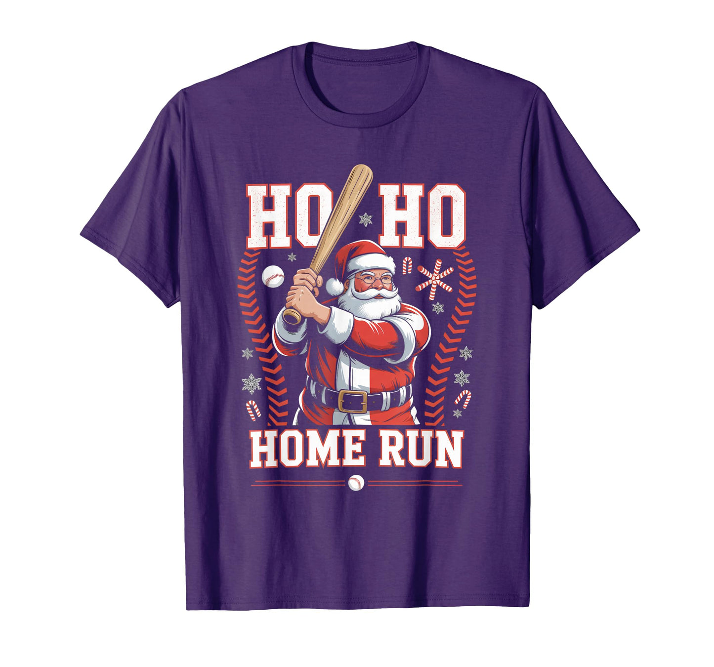Ho Ho Home Run Baseball Christmas Funny Holiday Sports Santa T-Shirt