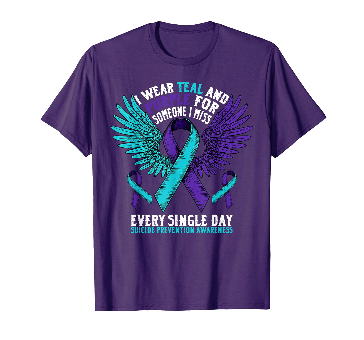 Suicide Prevention Awareness Purple Ribbon Mental Health T-Shirt