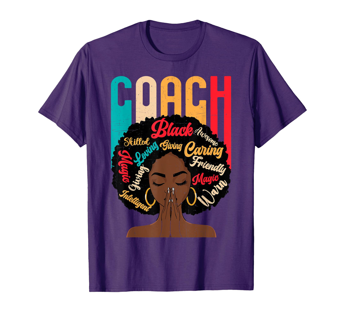 Coach Afro African American Women Black History Month T-Shirt