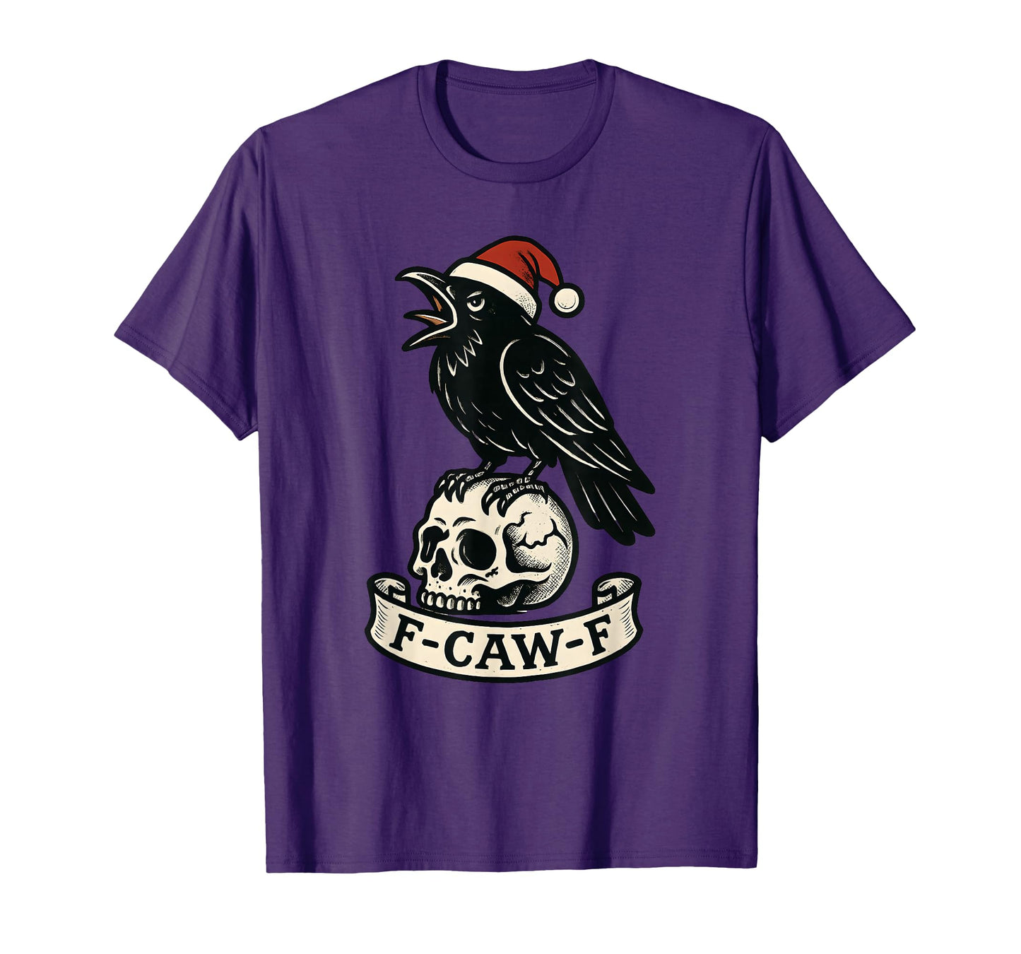 Christmas F Caw F Crow Women F-Caw-F Black Bird Santa Hat T-Shirt