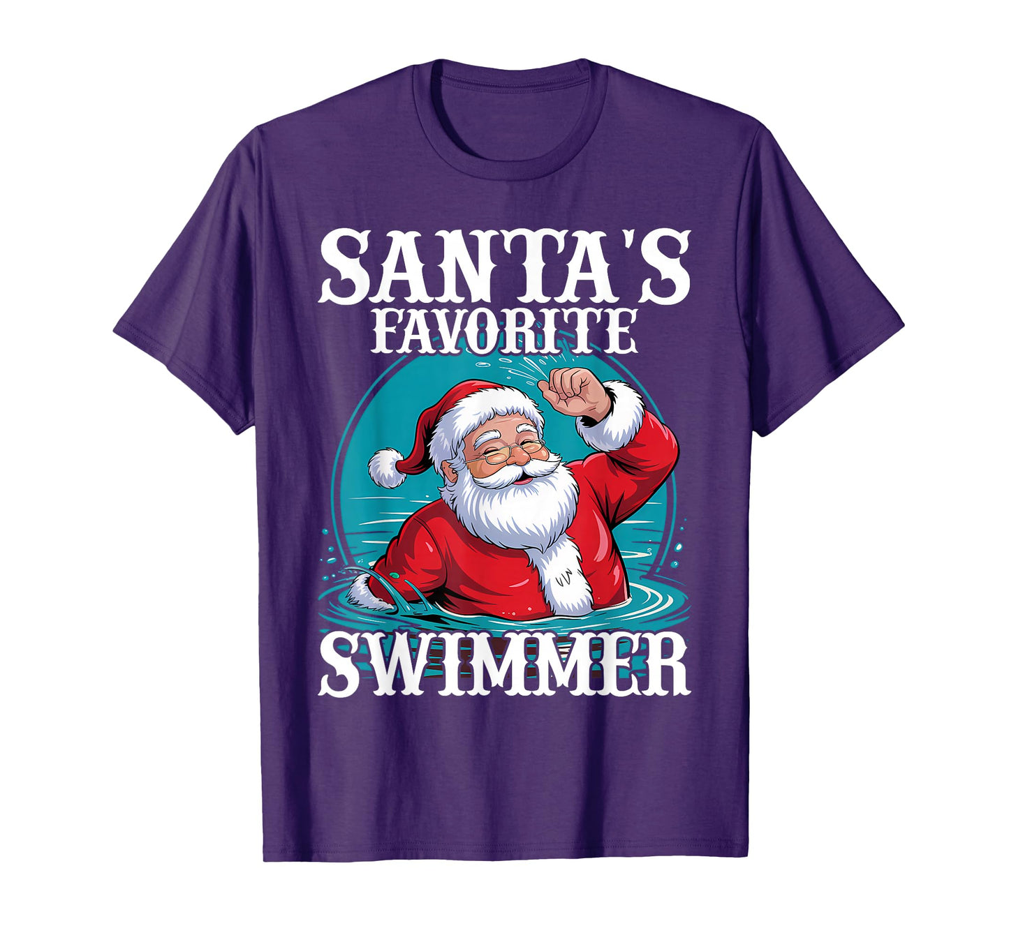 Santa's Favorite Swimmer Christmas Funny Xmas Swimming Swim T-Shirt