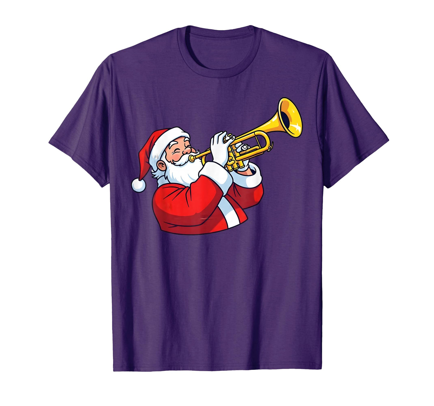 Christmas Trumpet Player Marching Band Funny Santa Women Men T-Shirt