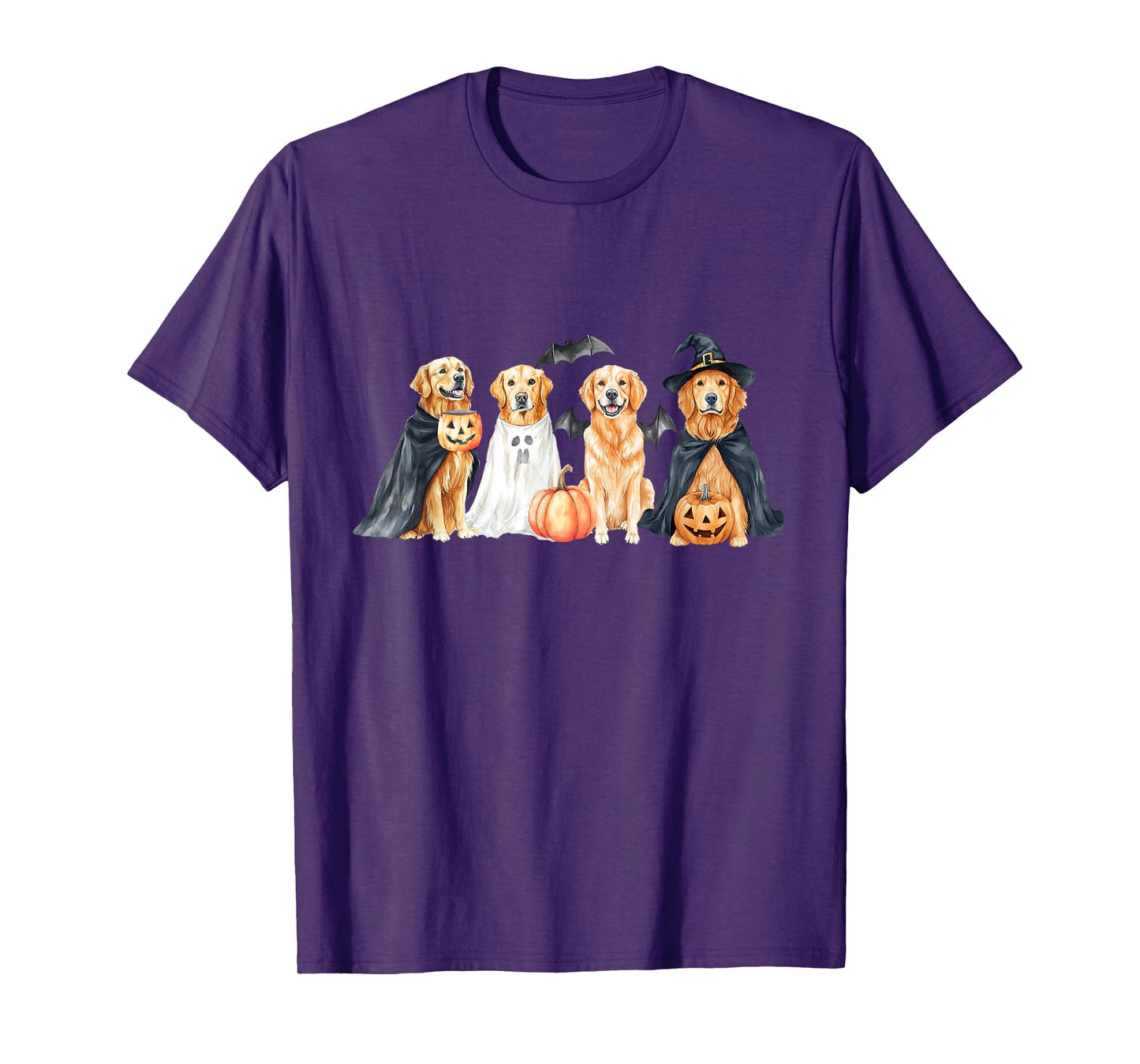 Golden Retriever Dog Witch Mummy Ghost Boo Costume Halloween T-Shirt