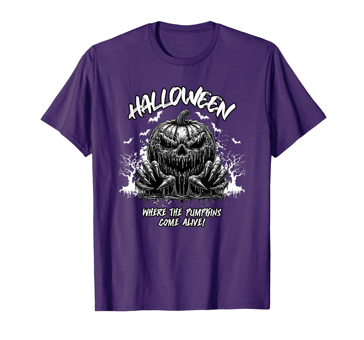 Halloween Where The Pumpkins Come Alive Creepy Witch Moon T-Shirt