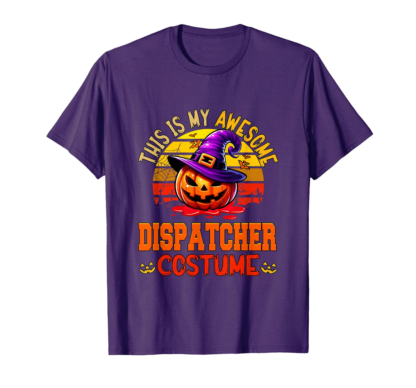 Vintage My Awesome Dispatcher Costume Witch Carved Pumpkin T-Shirt